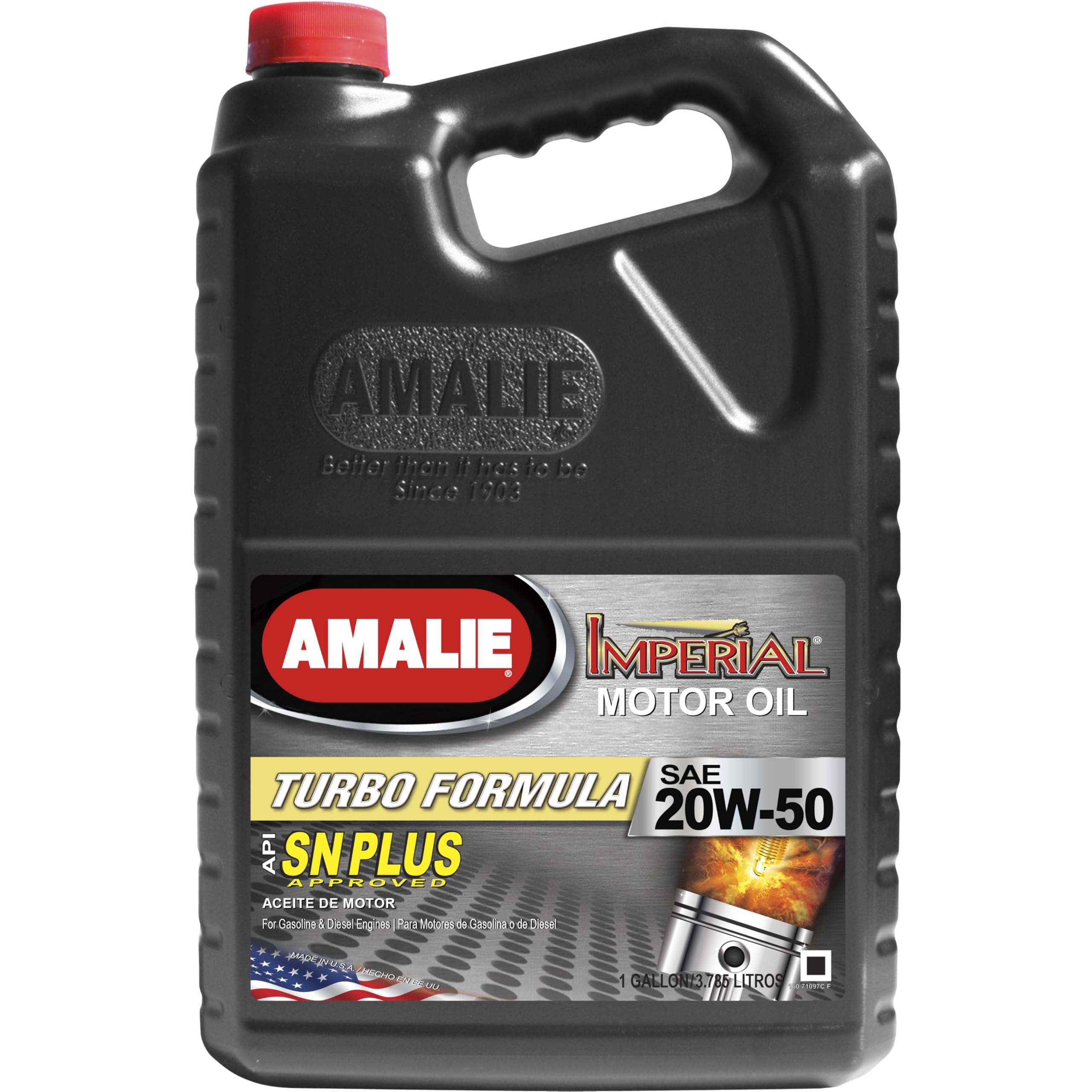 AMALIE Imperial Turbo 20W-50 Motor Oil (160-71097-36) 1 Gallon Bottle, Pack of 4 | Made in USA