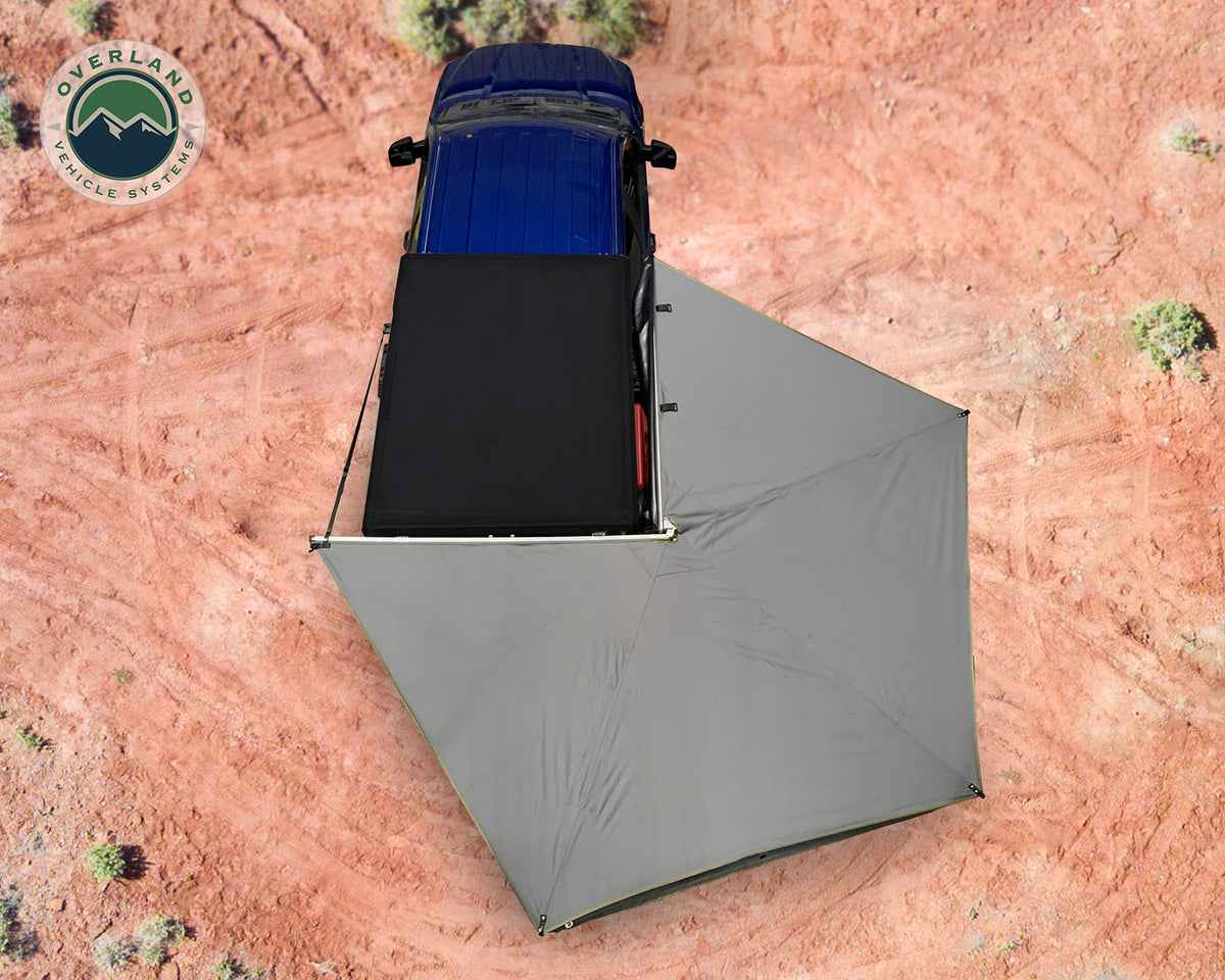 Overland Vehicle Systems Hd Nomadic 270 Lt Awning - Passenger Side - Dark Gray With Black Travel Cover Universal - Dark Gray Cover With 1000G Pvc Black Travel Cover Universal Fitment