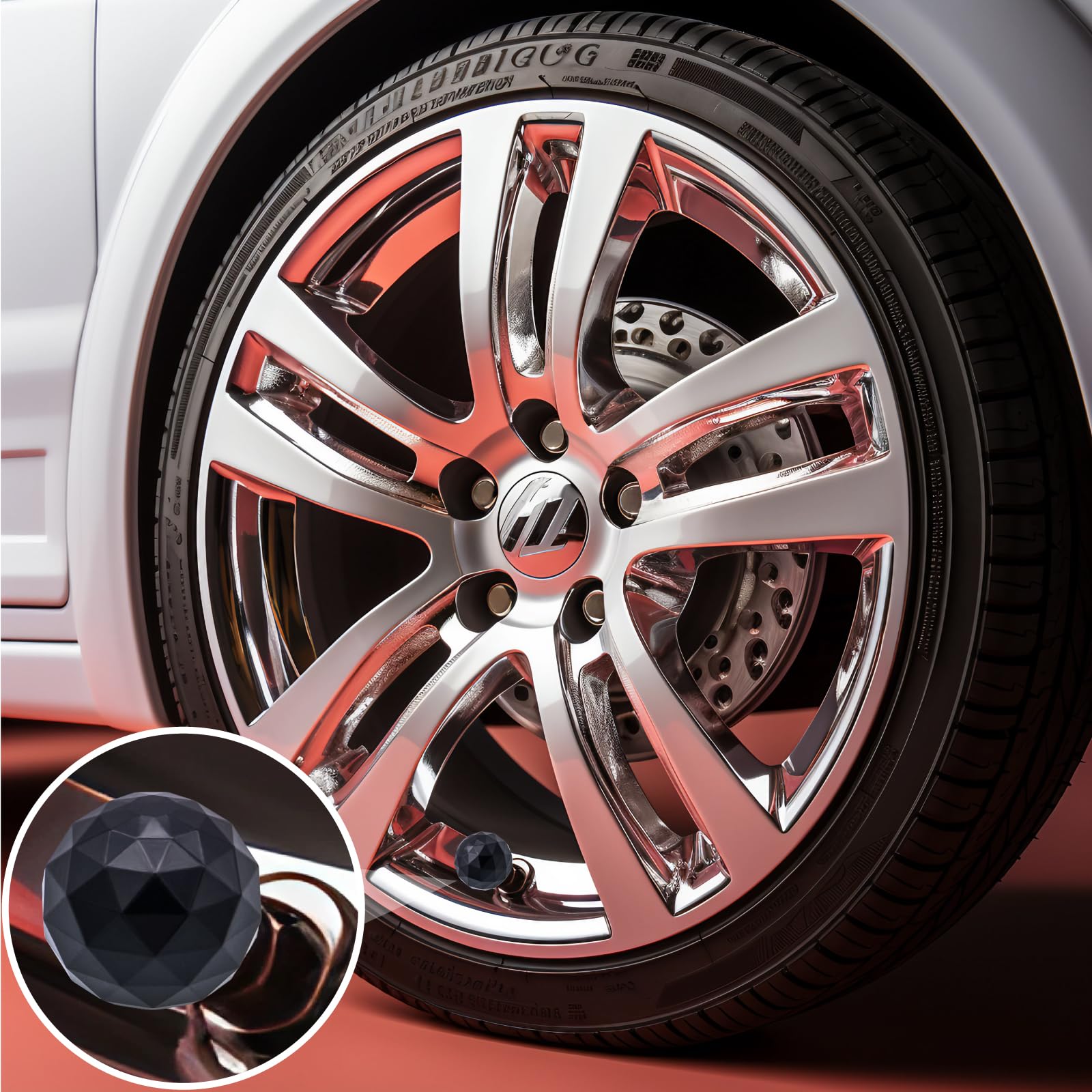 Meajoo 4Pcs Sparkle Ball Style Tire Valve Stem Caps, Air Caps Cover, With Rubber O-Ring, Palstic Air Leakproof Valve Caps Cover