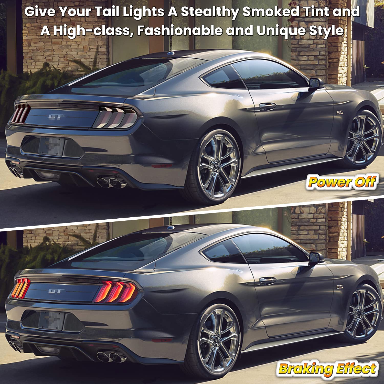 E-Cowlboy Tail Light Lamp Cover Guard Trim Frame Bezels Decoration For Ford Mustang 2018 2019 2020 2021 2022 Exterior Accessorie