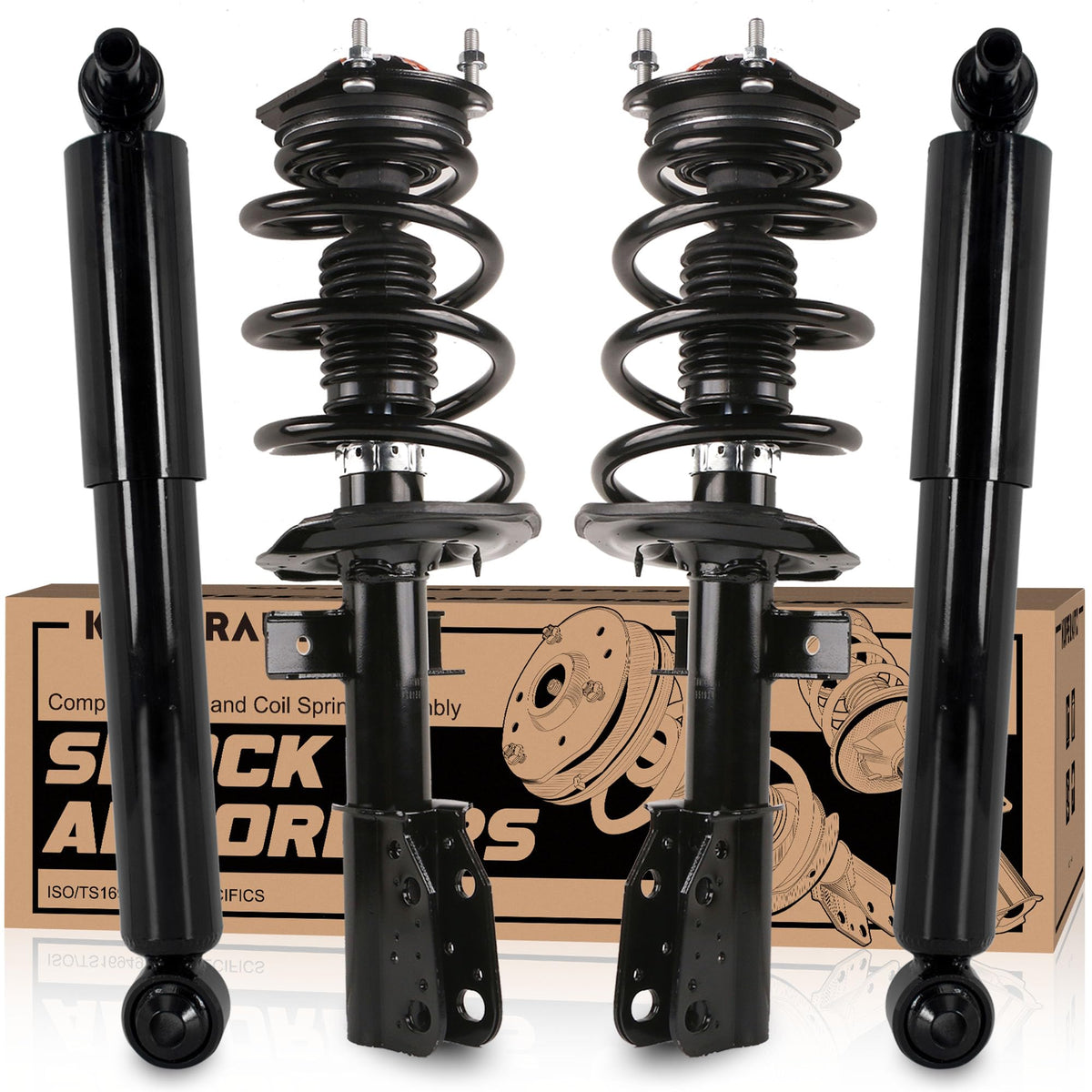 KUIPERAUTO Front + Rear Complete Struts Assembly 172518 349125 Compatible for 2009-2012 Chevy Traverse / 2007-2012 GMC Acadia / 