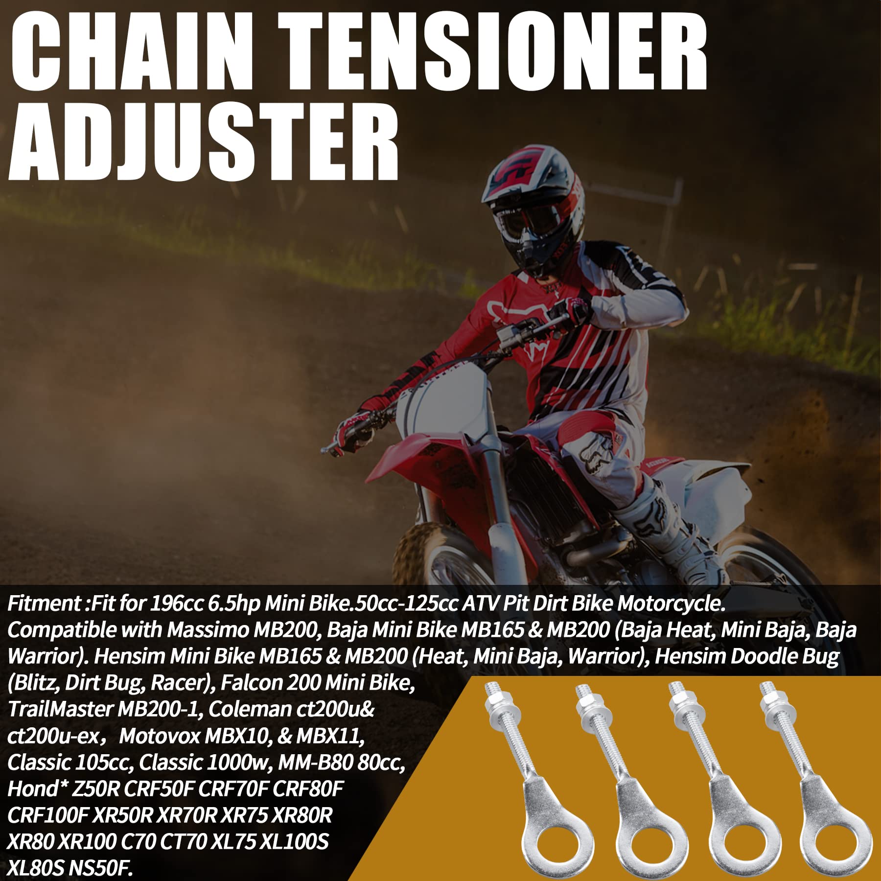 CNCMOTOK 15mm Chain Tensioner Adjuster fit for 196cc 6.5HP Massimo MB200 Baja Warrior MB165 MB200 Coleman CT200U Trail Motovox M