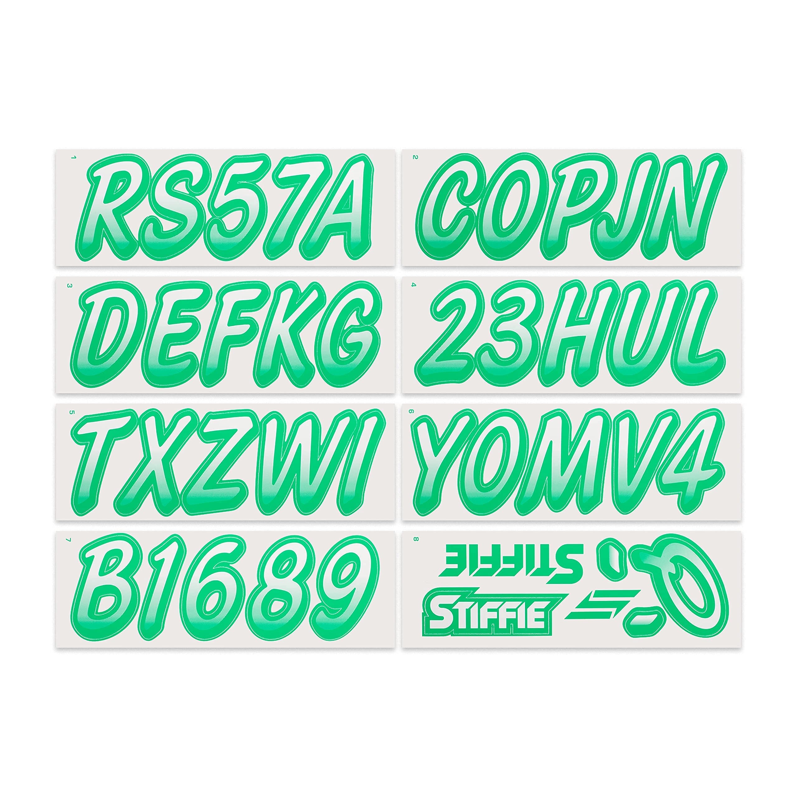 STIFFIE Whipline White/Teal 3'' Boat & PWC Registration Decals  Numbers Letters Stickers