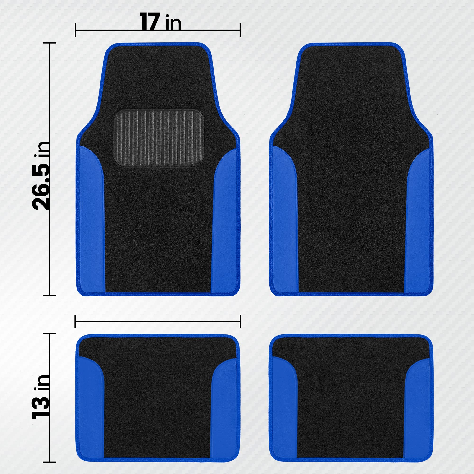 Bdk Polypro Blue Car Seat Covers Full Set With 4-Piece Car Floor Mats - Two-Tone Seat Covers For Cars With Carpet, Interior Cove