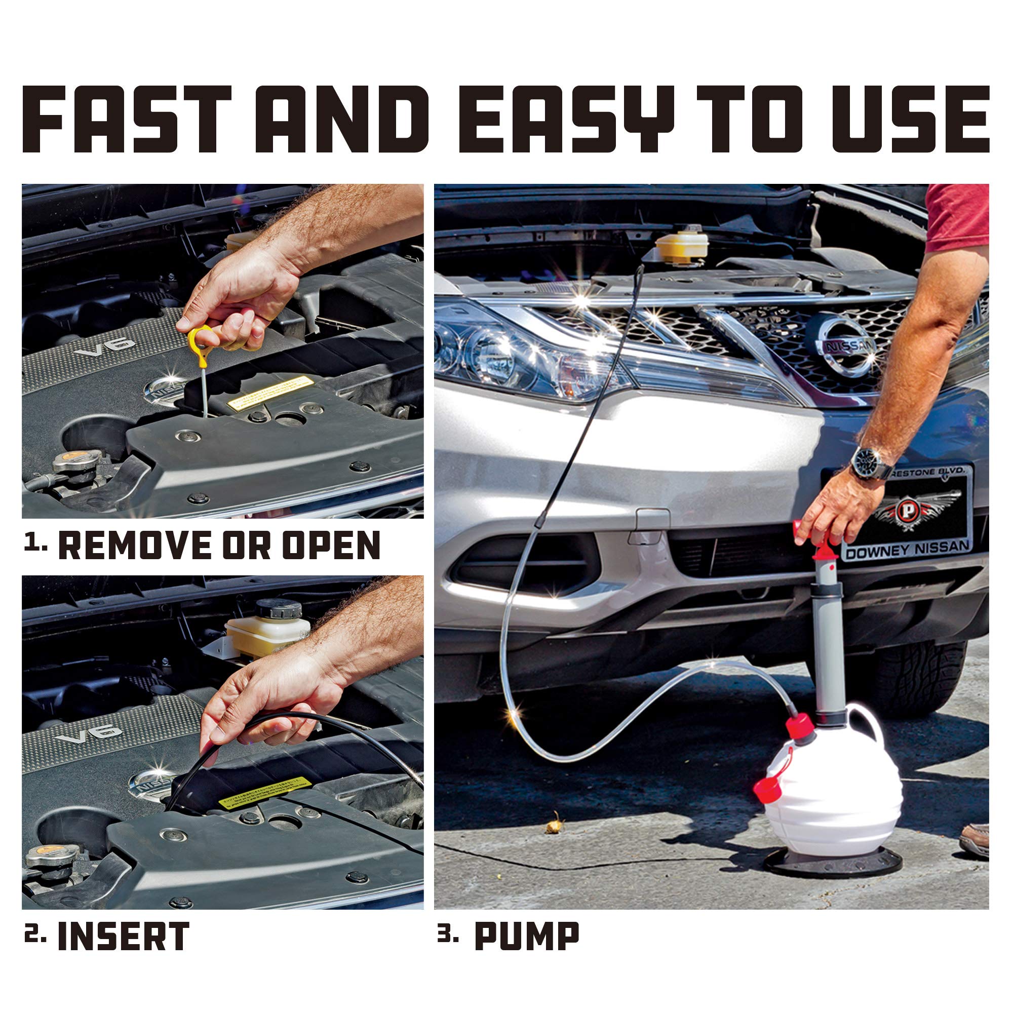 Powerbuilt Oil and Fluid Extractor 6.3 Quart (6 Liter), Manual Liquid Pump Extract and Transfer, Automotive, Engine, Transmission, Radiator, 647570