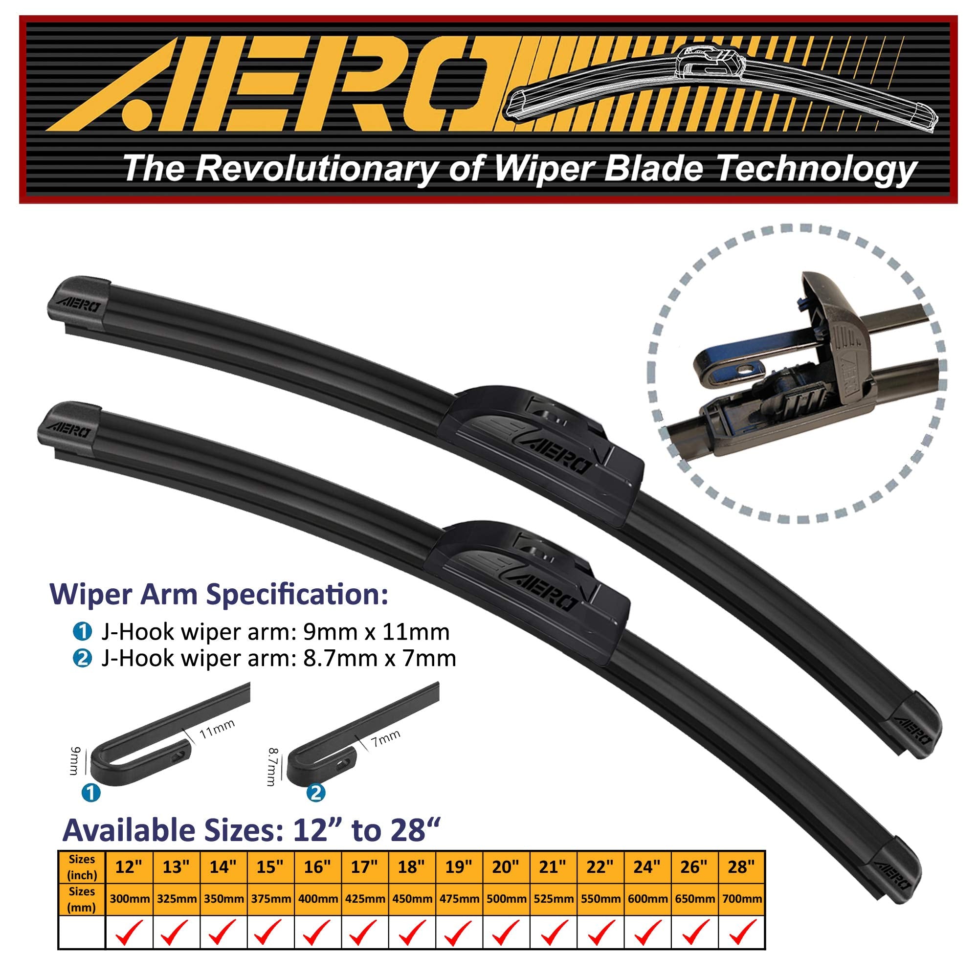 Aero 26' + 19' Premium All-Season Beam Windshield Wiper Blades (Pack Of 2)