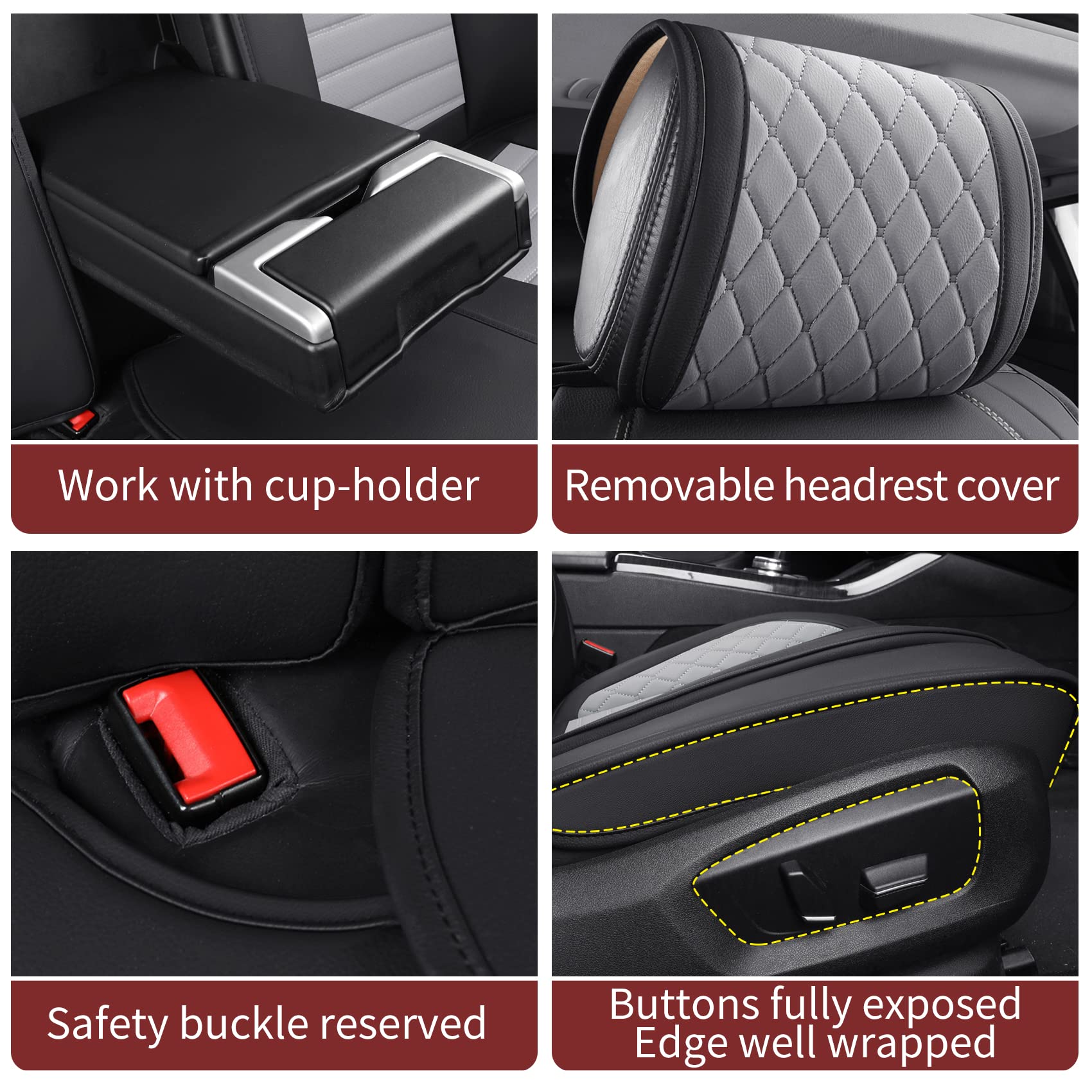 Aierxuan Leather Car Seat Covers Universal Fit Toyota Highlander 4Runner Nissan Altima Honda Chevy Impala Colorado Cruze Malibu