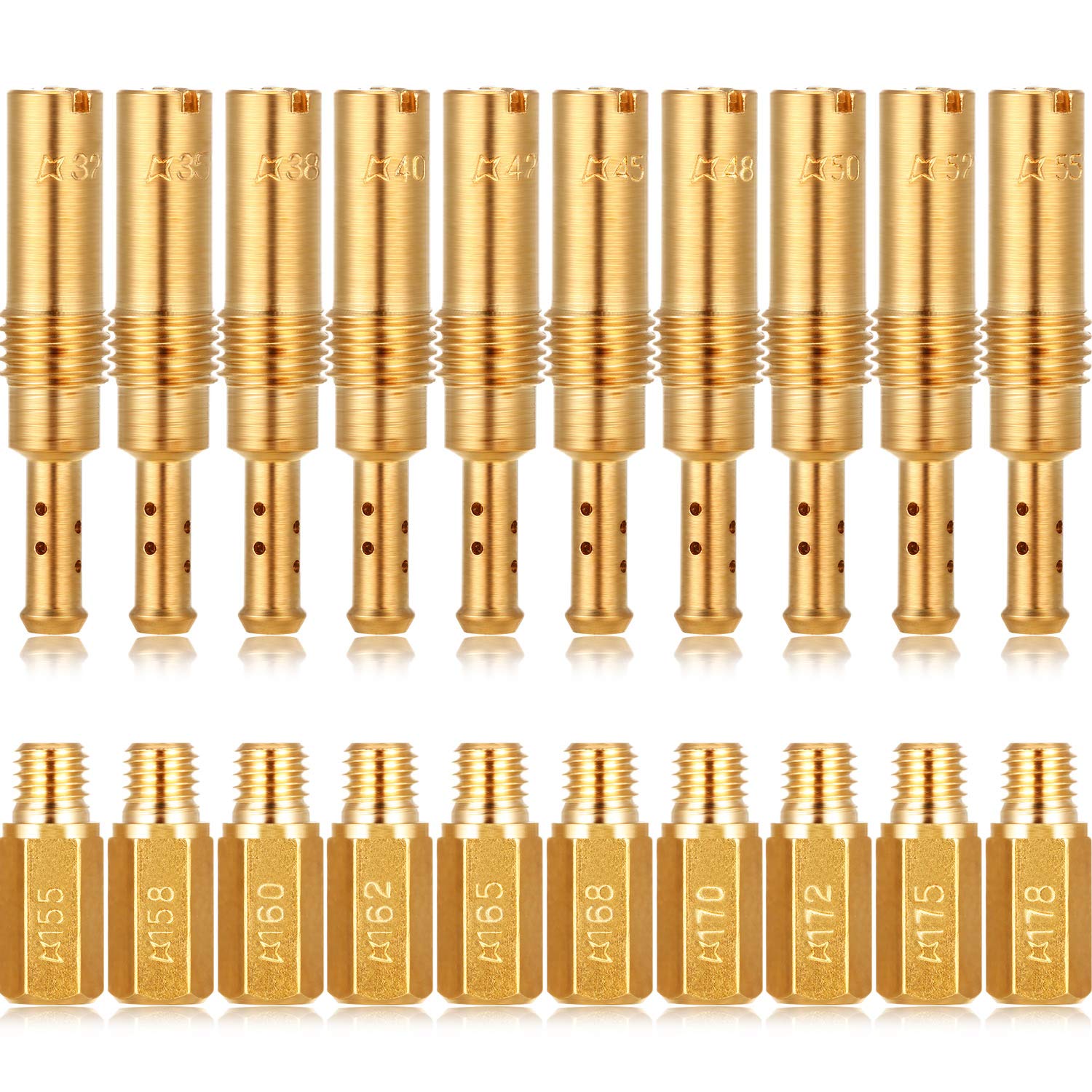 20 Pieces Carburetor Main Jet Kit, Include 10 Pieces Carburetor Main Jet And 10 Pieces Slow Jet Kit Compatible With Keihin Oko Koso Pe And For Pwk Carb