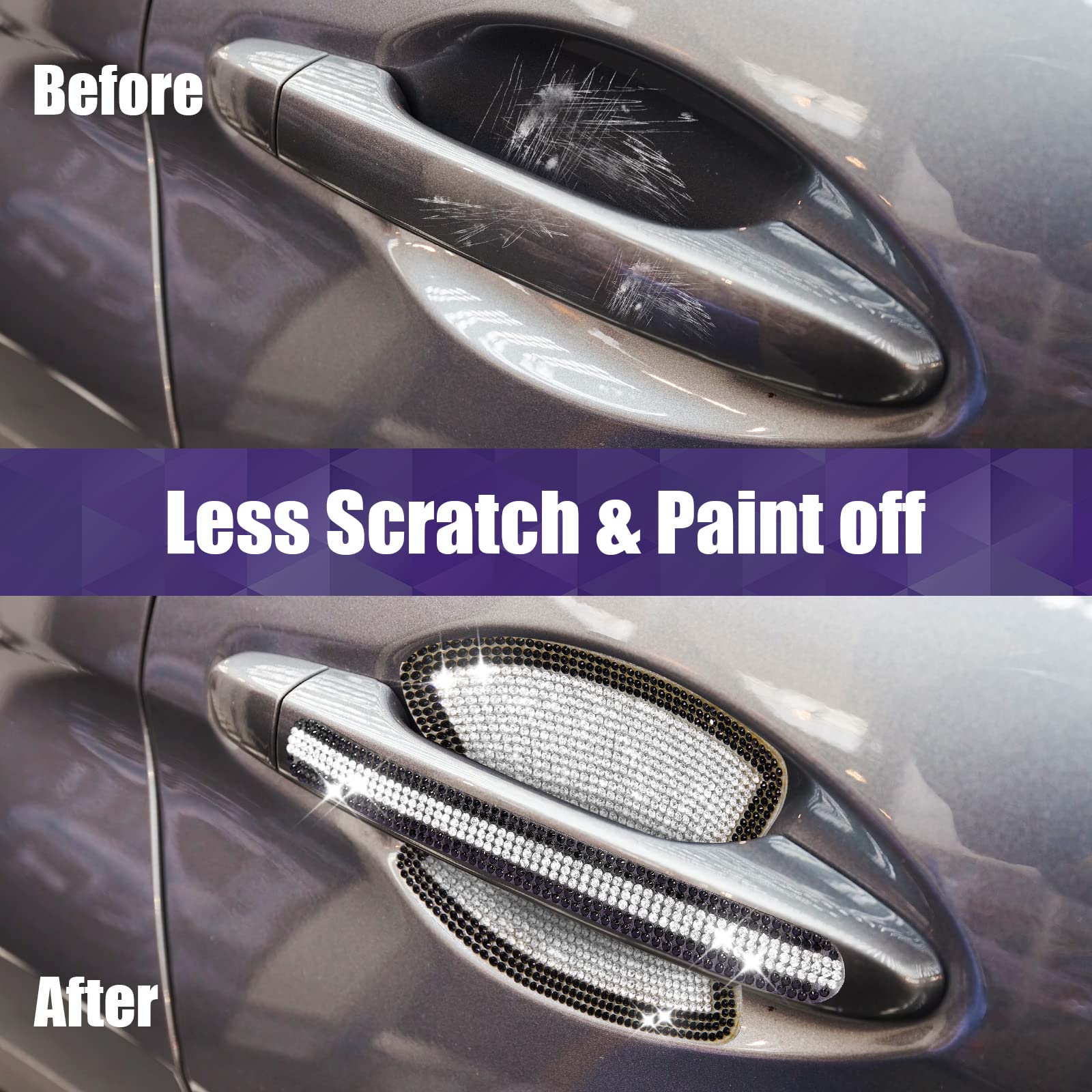 Frienda 10 Pieces Bling Car Accessories For Women Bling Car Door Handle Protector Door Handle Covers For Car Rhinestone Car Bowl