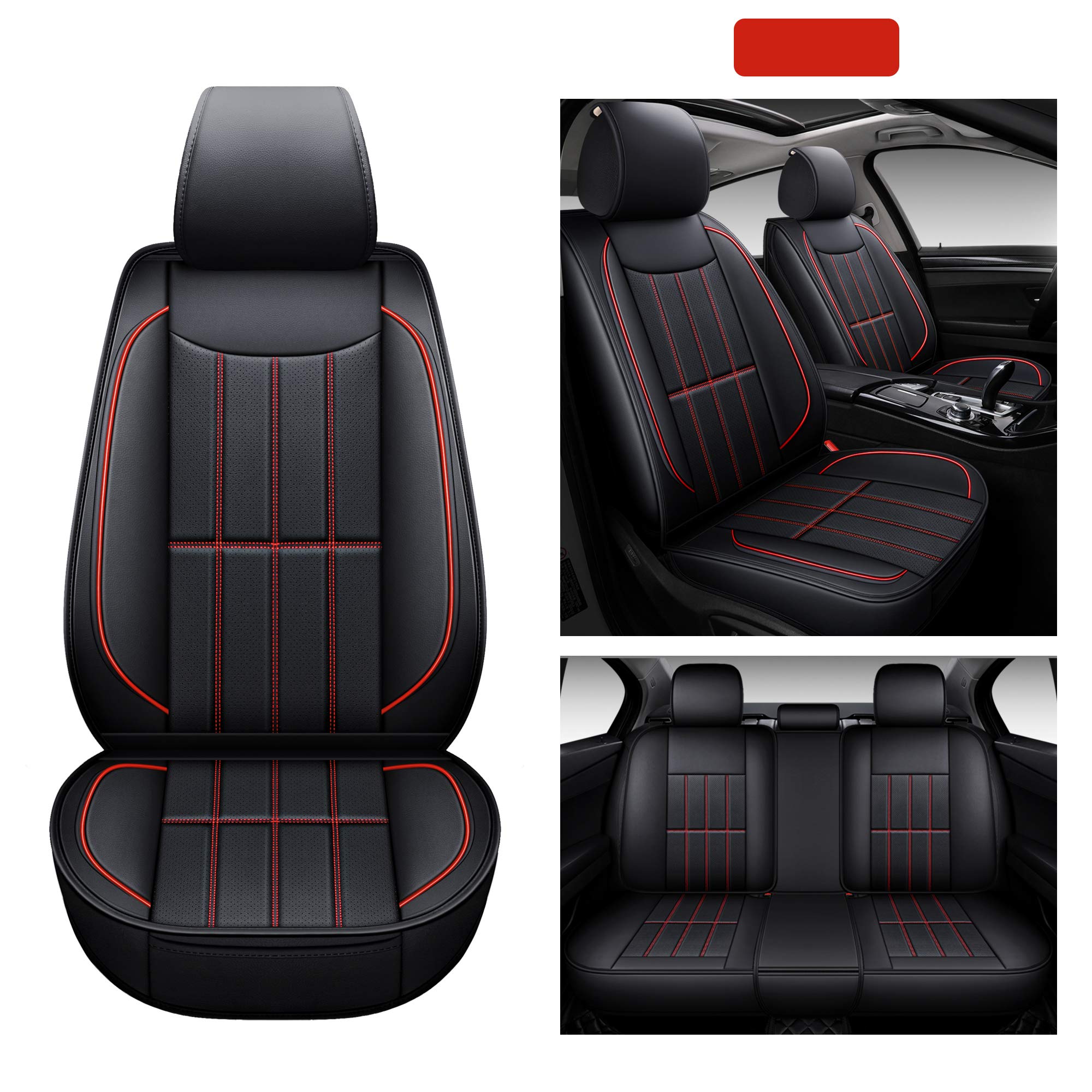 Aoog Leather Car Seat Covers, Leatherette Automotive Vehicle Cushion Cover For Cars Suv Pick-Up Truck, Universal Non-Slip Vehicl