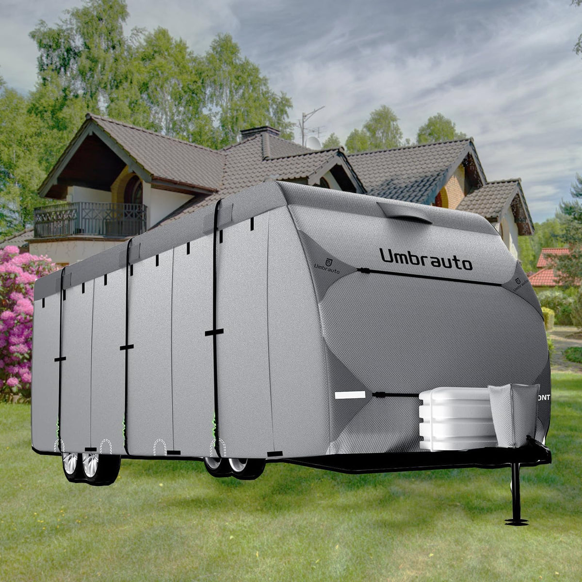 Umbrauto Rv Cover 18-20Ft: 7 Layers Travel Trailer Cover, Waterproof Camper Cover, Toy Hauler Cover With Tongue Jack Cover, Extr