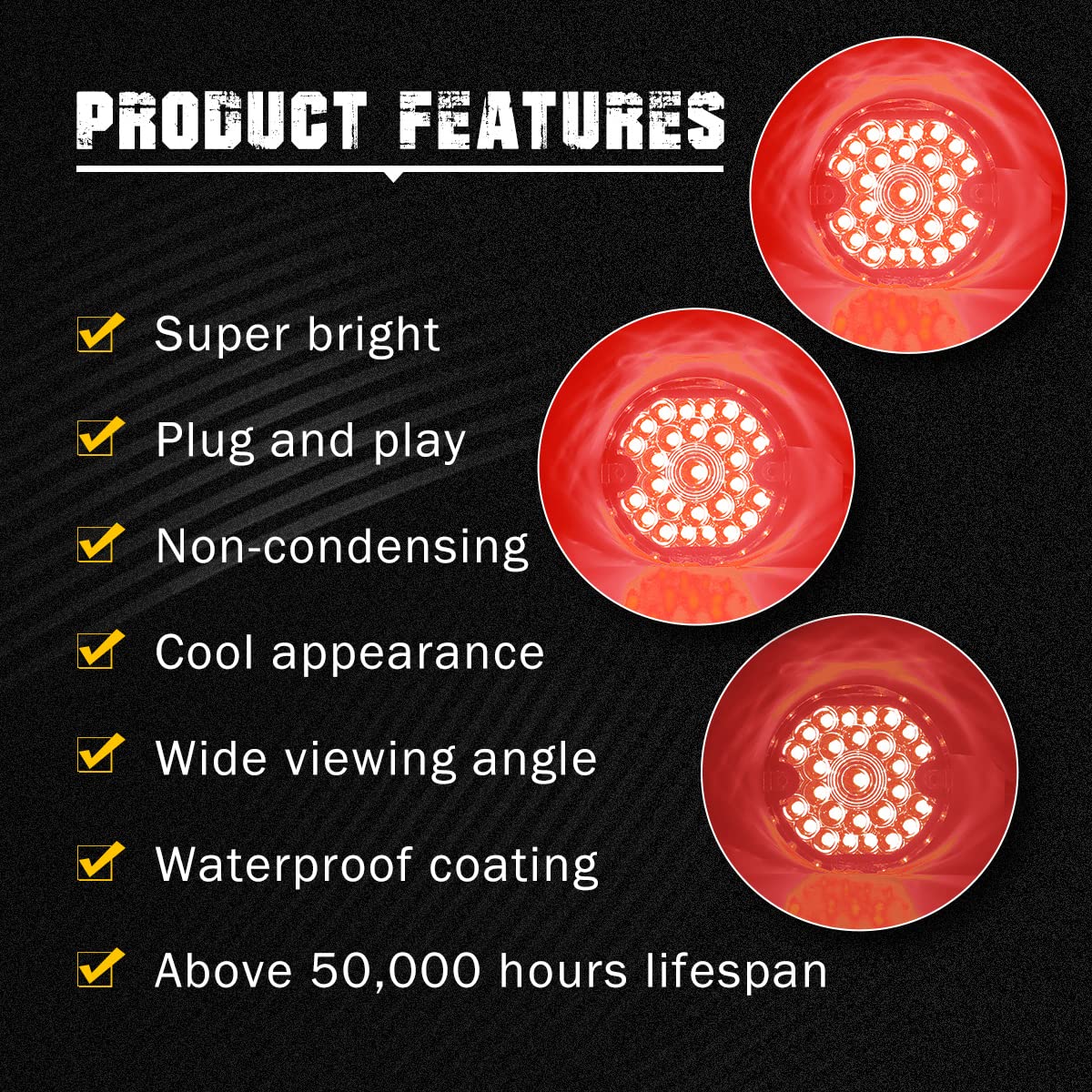 3-1/4 Inch Led Turn Signal Kit 1157 Double Base Dark Red/Bright Red Front Turn Signal + 1156 Single Connector Red Rear Signal Li