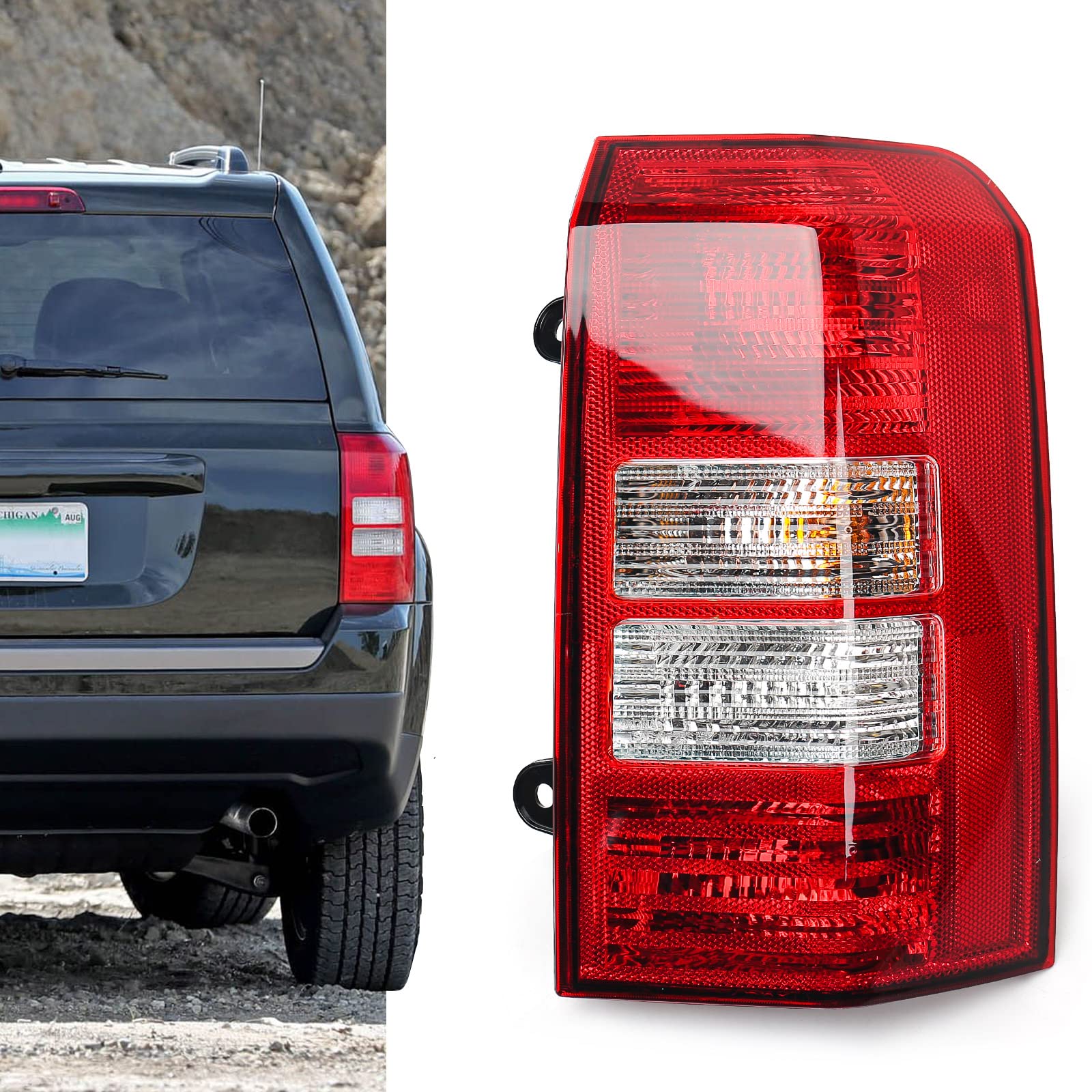 Fione For Jeep Patriot Taillight Assembly 2008-2017 Stop Indicator Light Brake Rare Lamp Replacement Right Passenger Side Rh 5160364Ag