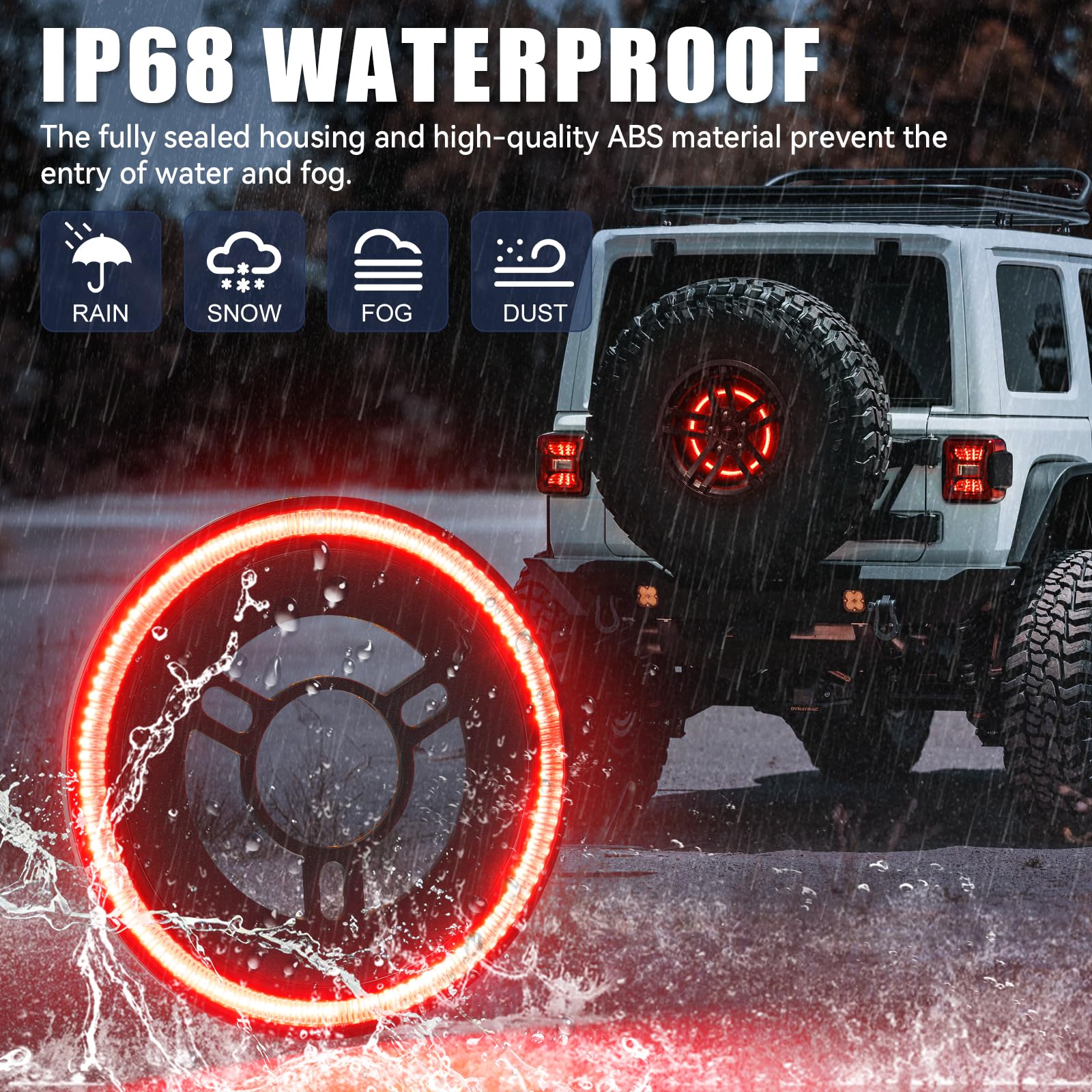 Suparee Spare Tire Brake Light Fit For 2018-2025 Jeep Wrangler Jl Jlu, Plug And Play 4Th Third Brake Light Rear Led Ring Wheel L