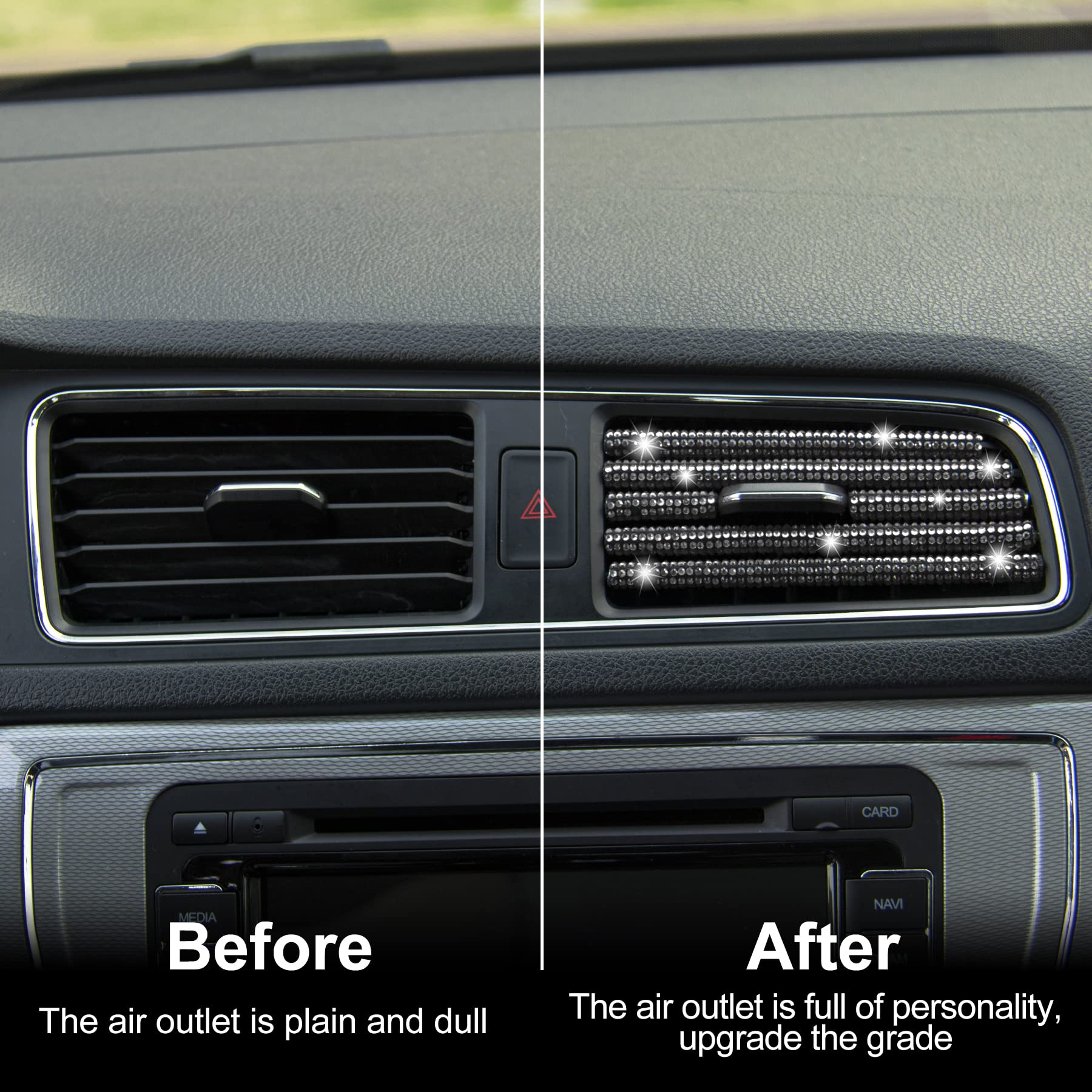 Livtee Bling Car Air Vent Outlet Moulding Trim, 10Pcs Car Air Conditioner Decoration Strip, Bling Rhinestone Diamond Car Interior Accessories For Women And Teens, White