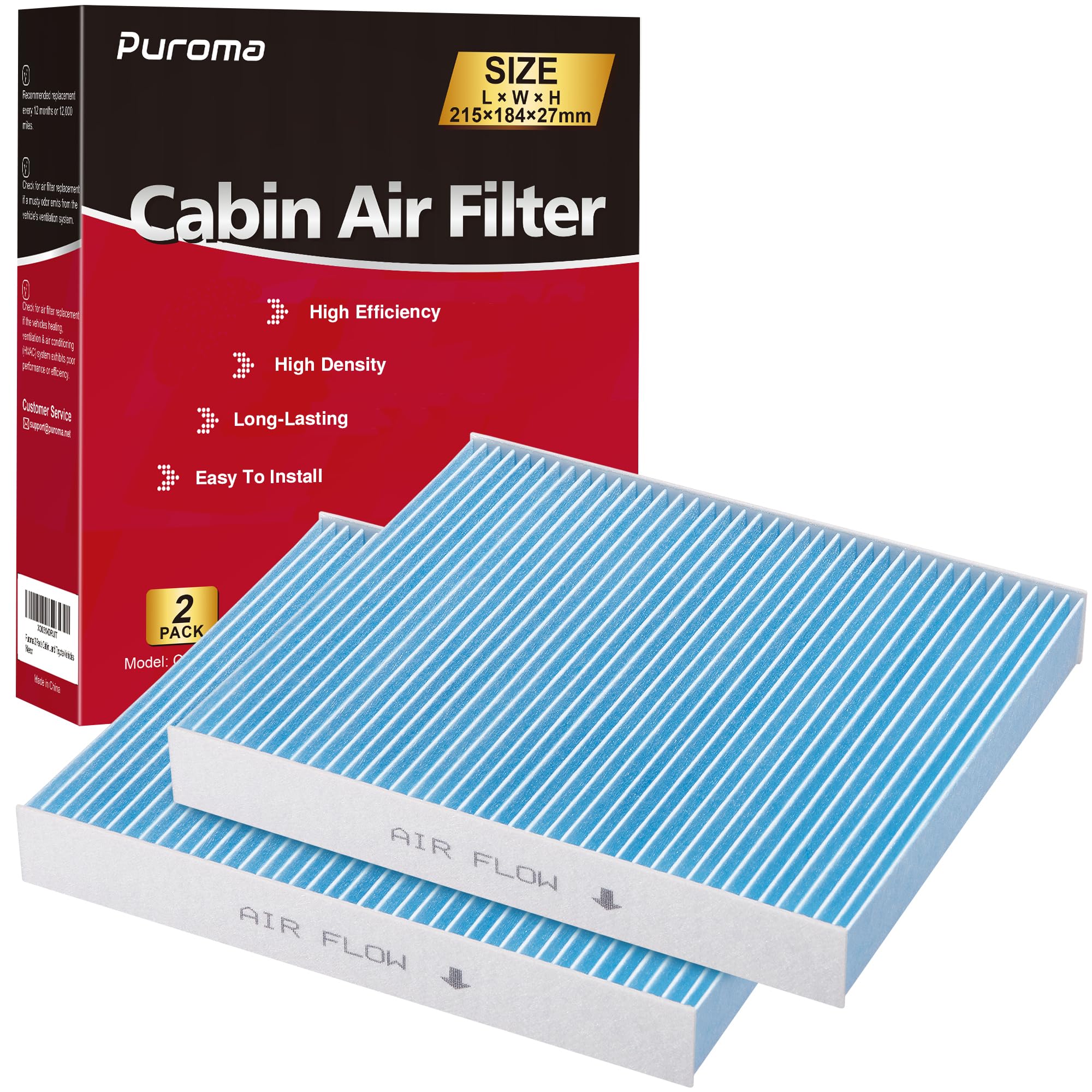 Puroma Cabin Air Filter, Compatible with Subaru, Toyota Camry, RAV4, Highlander, Corolla, Sienna, Pruis, Venza and Avalon, Lexus