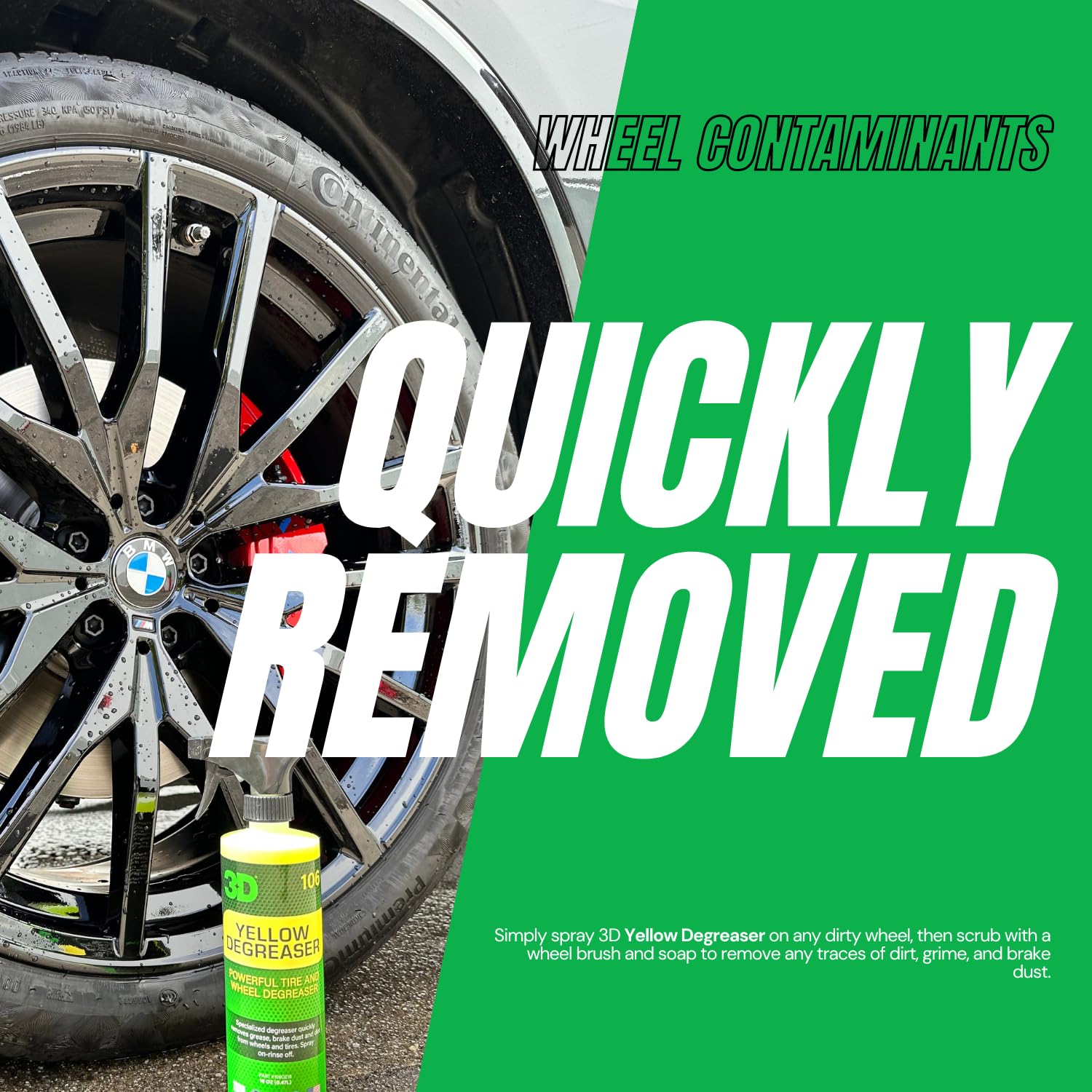 3D Yellow Degreaser Wheel & Tire Cleaner - Safely Removes Brake Dust & Dirt From Wheels & Tires - All-In-One Car Wash Detailing Spray Refill 1 Gallon