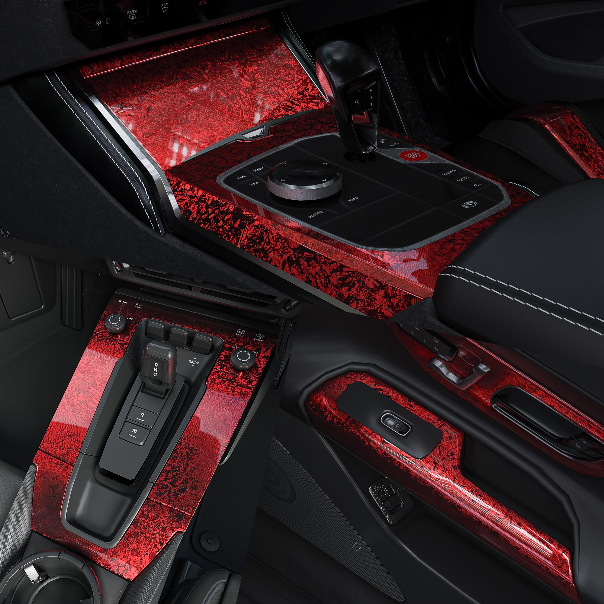 Lypumso Eletroplated Forged Carbon Fiber Vinyl Wrap, Gloss Redplating Chrome Mirror Car Wrap Vinyl Diy Auto Sticker Decal Film S