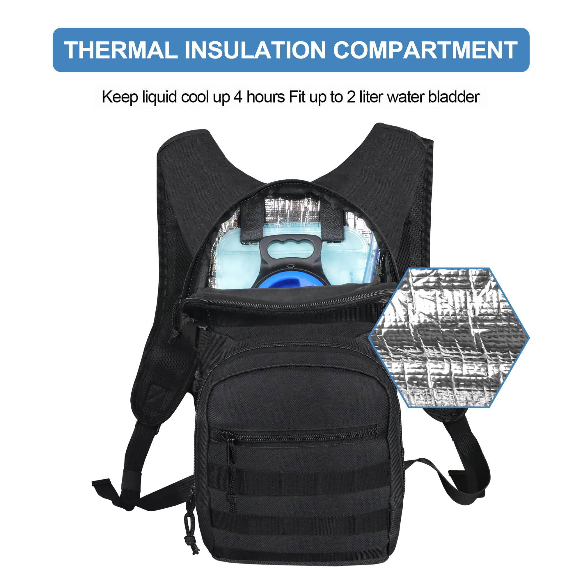 Tactical Molle Hydration Backpack Water Backpack With 2L Peva Water Bladder Hydration Pack For Men Women Military Backpack For Hiking Biking Running Cycling