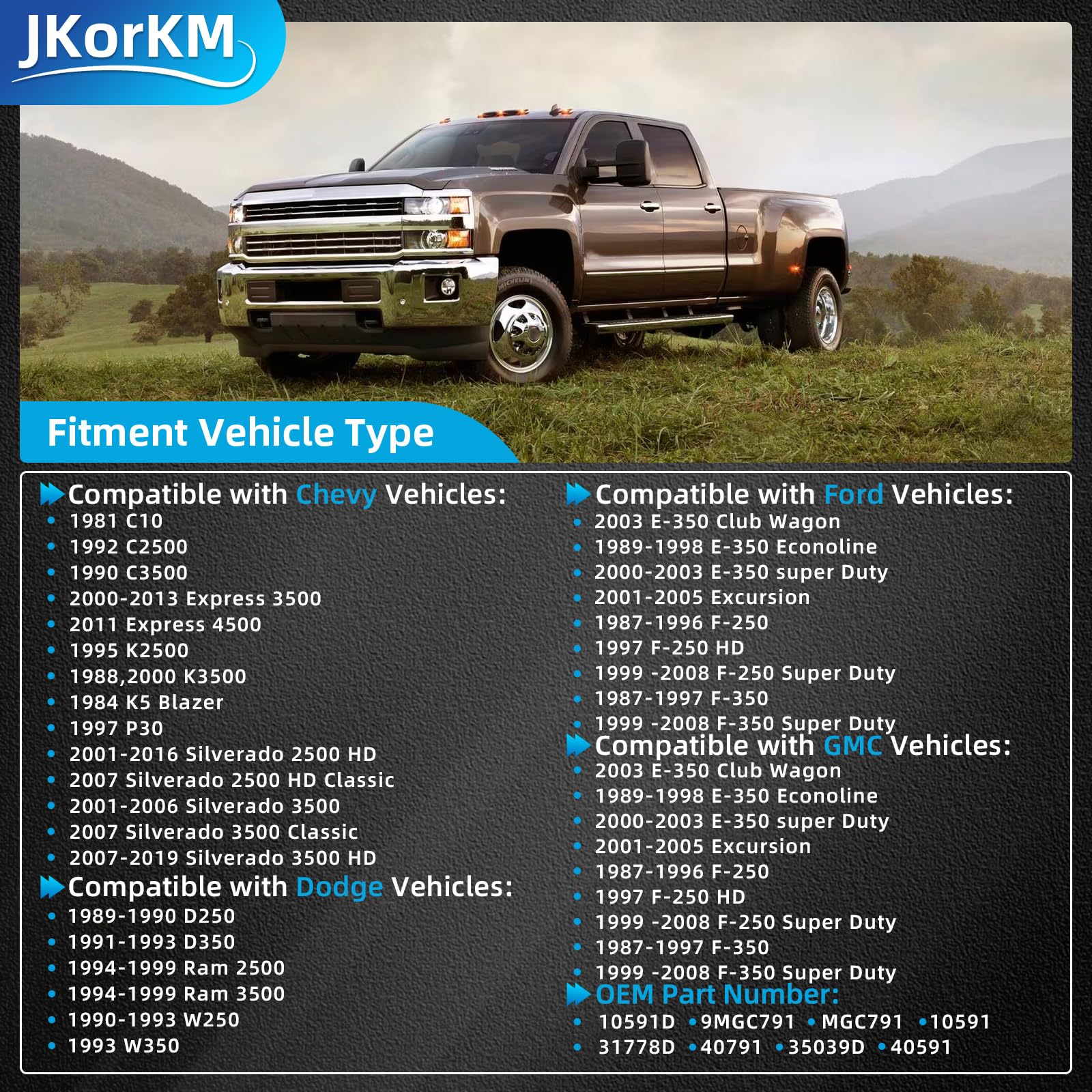 Jkorkm 10591D Locking Fuel Gas Cap, Diesel Truck Fuel Tank Cap Fit For Chevy Silverado Express C3500 K3500, Dodge Ram 3500 W350