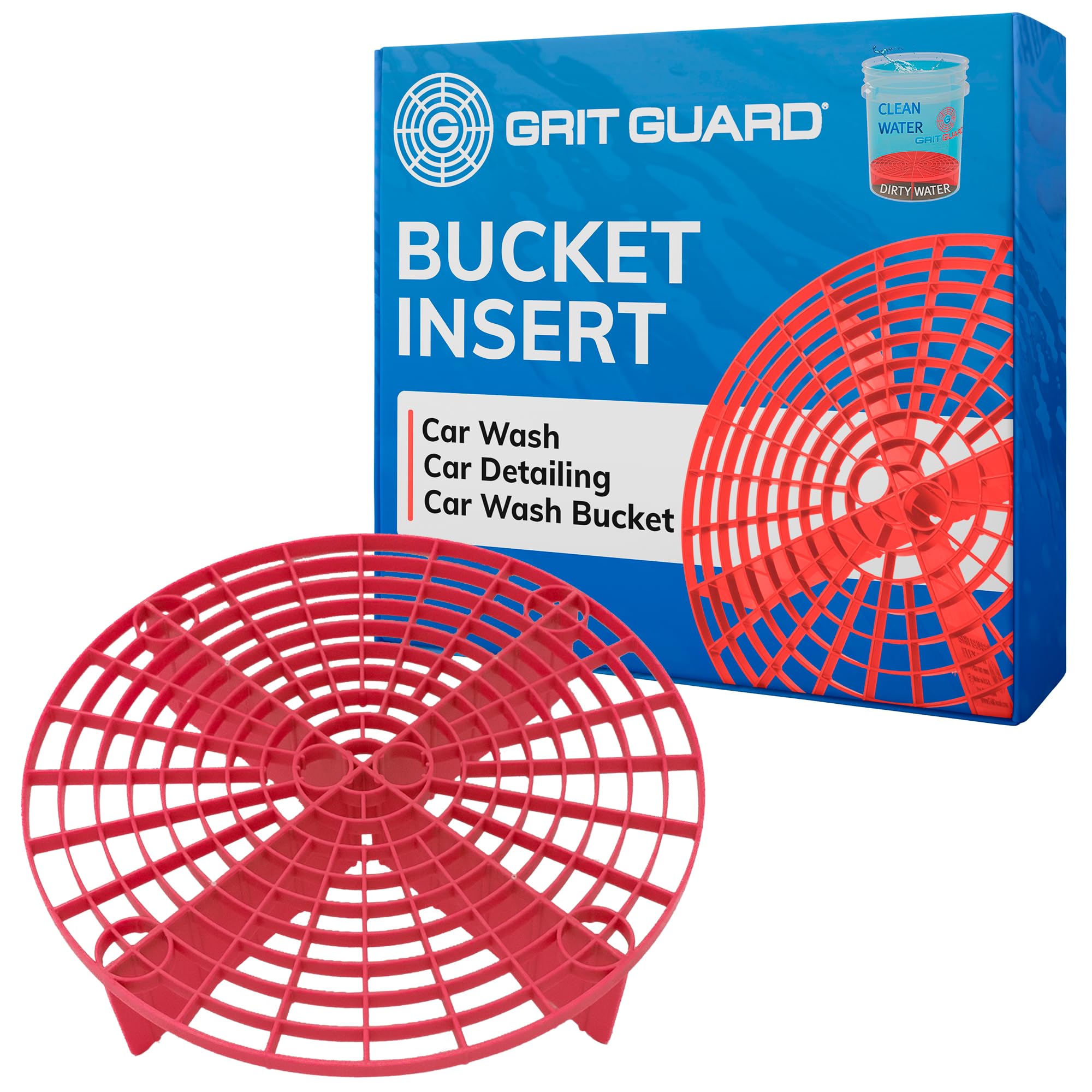 Grit Guard Red Bucket Insert - 10'' Diameter Car Wash Bucket Dirt Trap for Car Washing, Detailing Compatible with 3.5, 4, 5 and 
