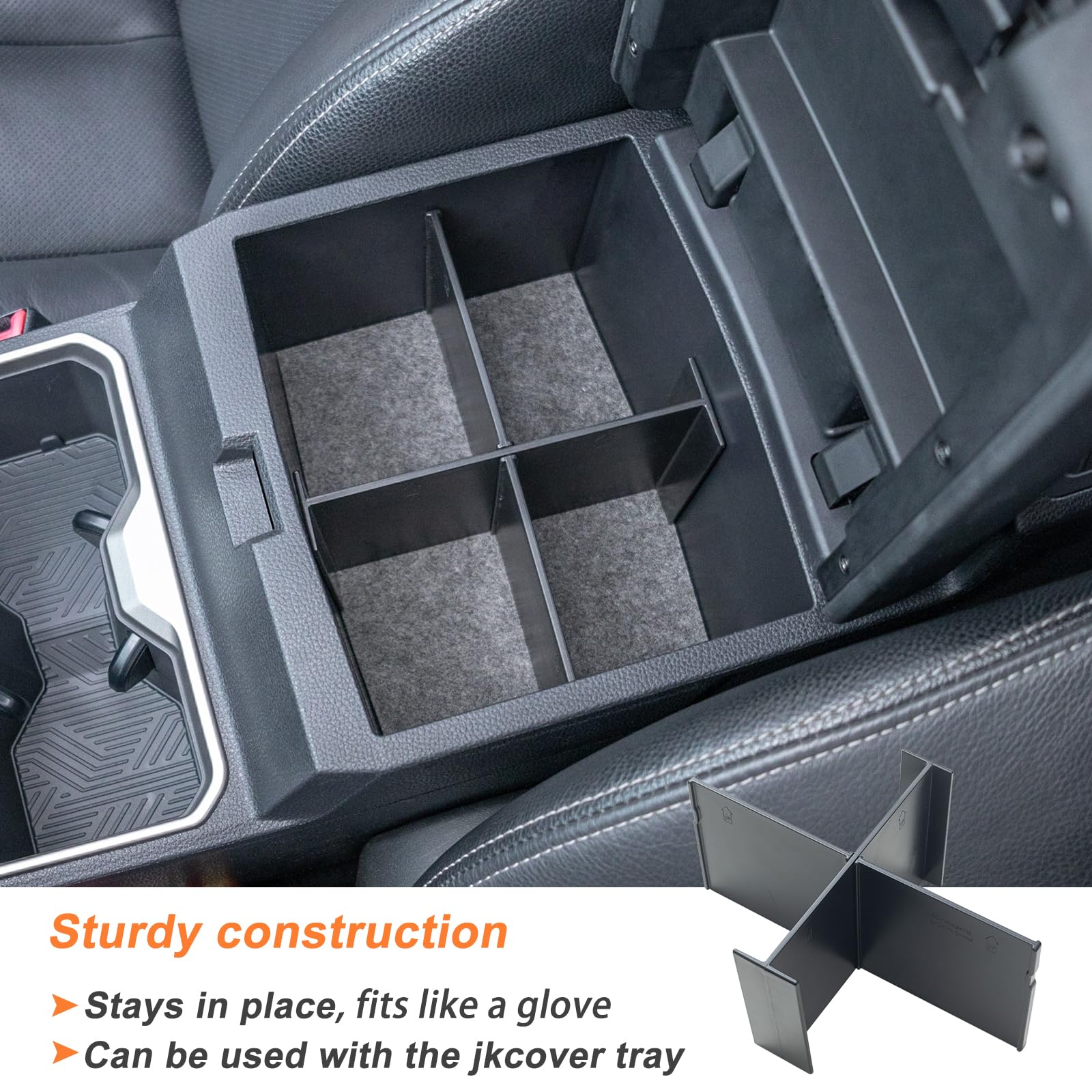 JKCOVER Compatible with 2024 2025 Toyota Tacoma Center Console Divider Organizer Secondary Storage Insert Armrest Accessories AB