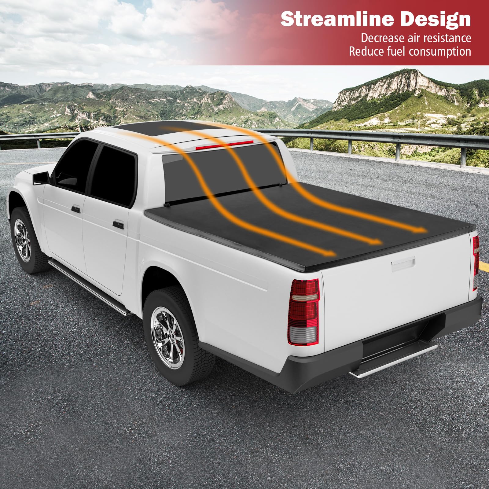 Ironmax Truck Bed Cover, Soft Tri-Fold Truck Tonneau Cover Compatible With 2015-2023 Ford F150 Standard Short Bed, Fleetside 6.5 Feet Bed