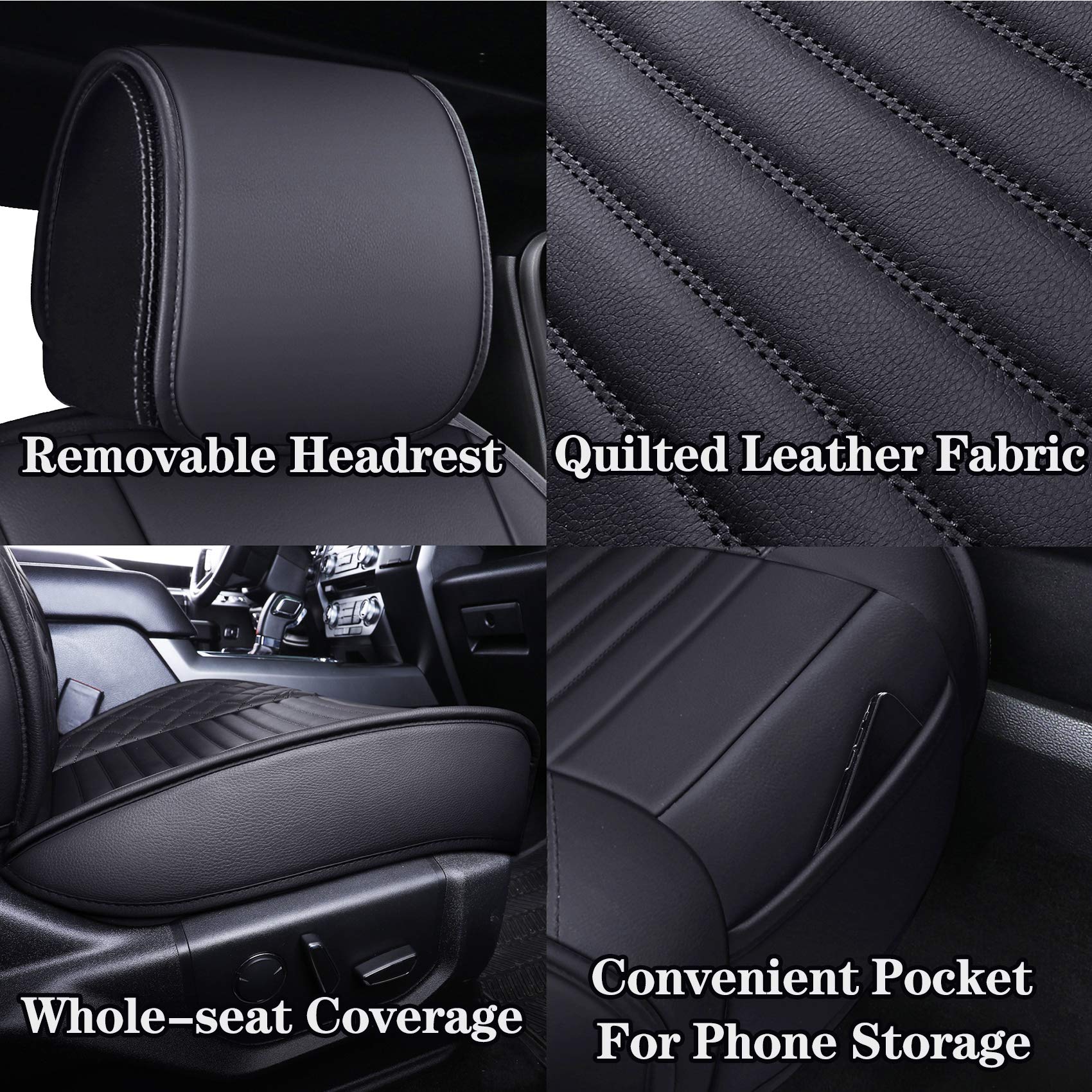 Aierxuan 2 Front Seat Covers For 2009-2025 Ford F150 Truck Seat Covers Waterproof Leather Seat Protectors Custom Fit For 2017-20