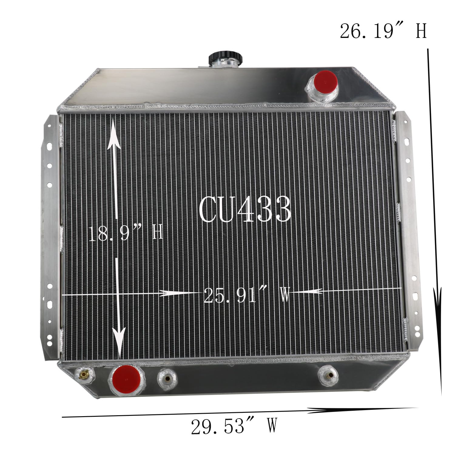 Radrace 4 Row Aluminum Radiator Shroud Fan Relay For 1966-1979 67 Ford F100 F150 F250 F350 Bronco Truck 1975 1976 1977 1978 1979 68 69 70 71 72 73 74