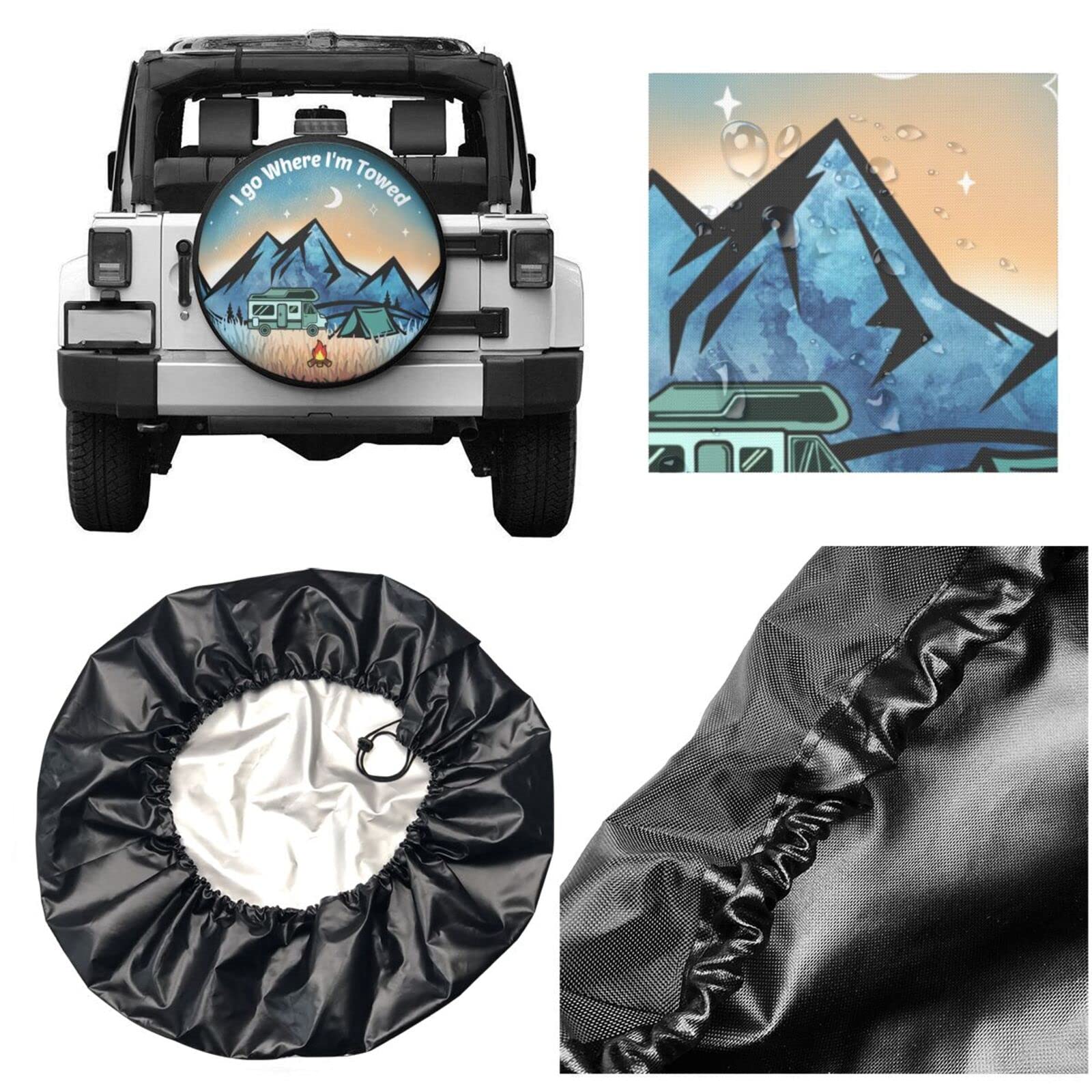 Gwomo I Go Where I'M Towed Spare Tire Cover Weatherproof Wheel Protectors Universal Fit For Trailer Rv Suv Truck Camper Travel Trailer 14
