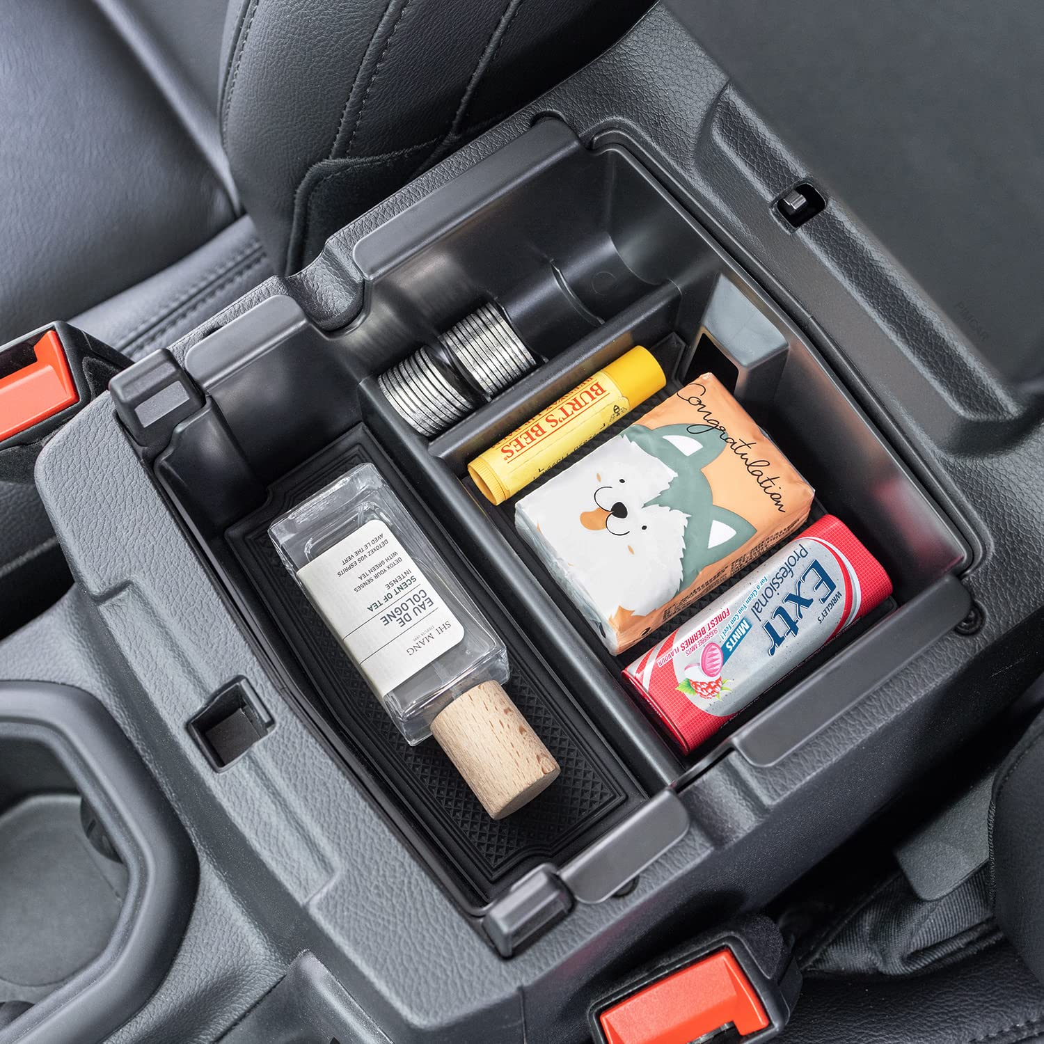 Pimcar Center Console Organizer Compatible With Jeep Wrangler Jl/Jlu 2018-2022 2023 & Jeep Gladiator Jt Truck 2020 2021 2022 2023 Armrest Storage Interior Accessories (Not For Jk/Jku)-Black Trim
