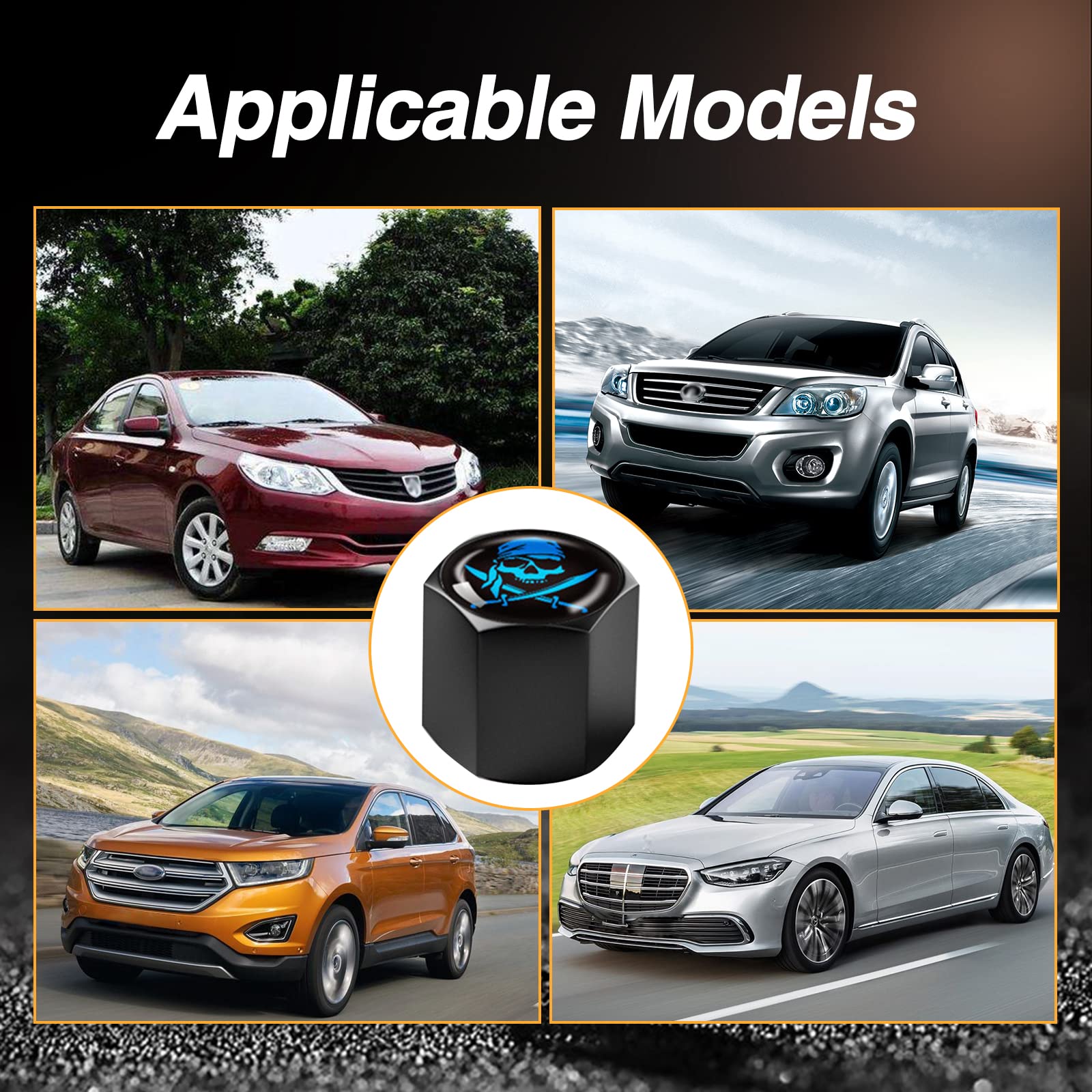 Ajxn 4 Pack Skull Car Wheel Tire Valve Stem Caps Airtight Dust Proof Covers Universal Tire Air Valve Caps For Cars, Trucks, Bicycles, Car Accessories For Men And Women (Blue Scarf Skull #29)