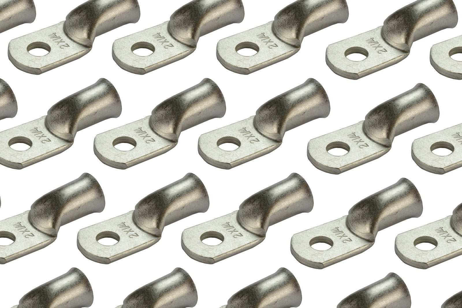 Temco 100 Pack Tinned Copper Welding Battery Cable Ends, Lugs Terminal 2 Awg 1/4'' Hole - Marine Grade (6 Awg To 1/0 Awg Options