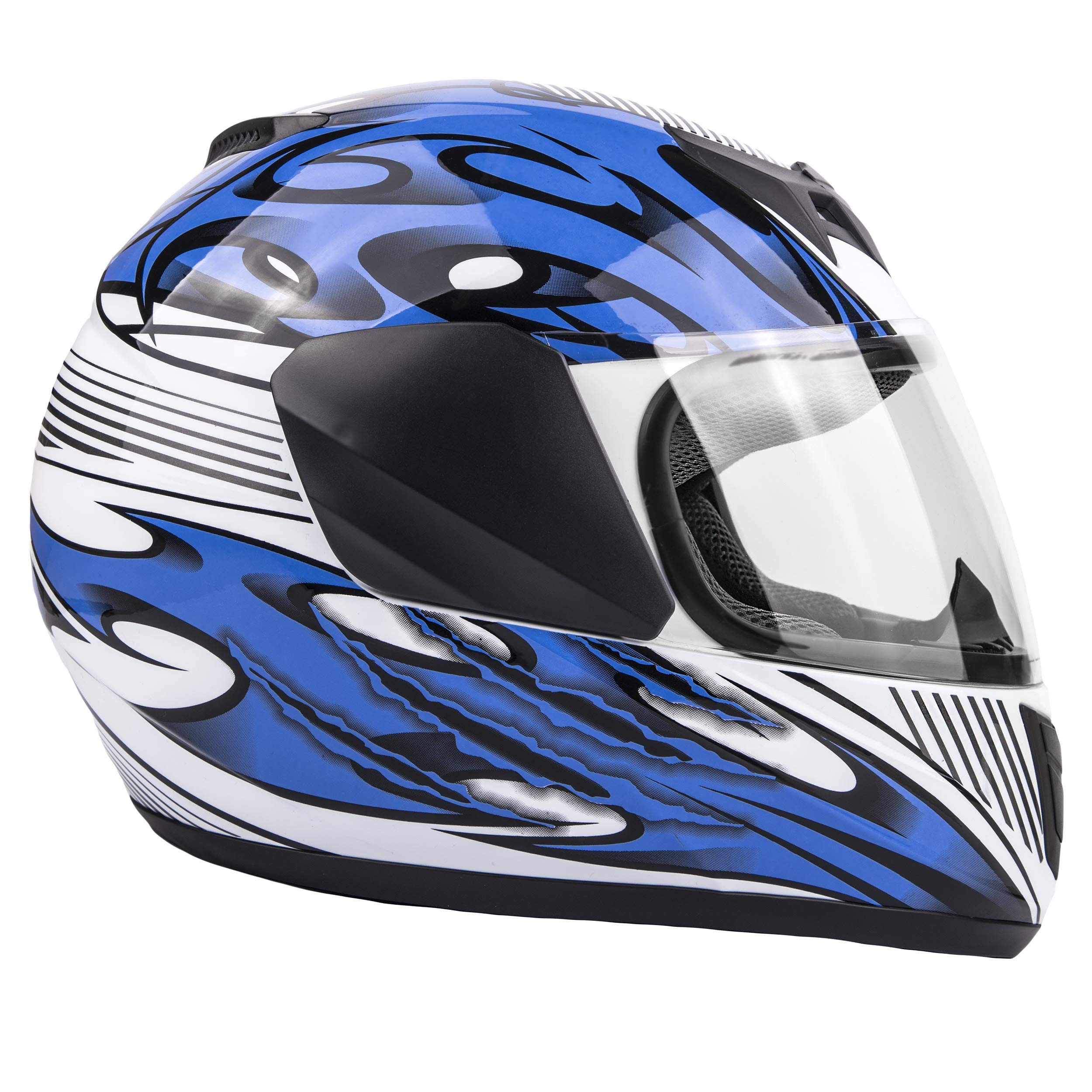 Typhoon Youth Full Face Motorcycle Helmet Kids Dot Street -Blue ( Large )