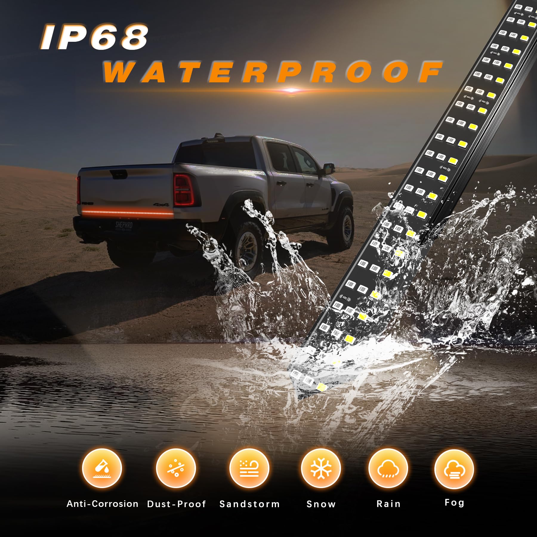 Amexmart 48''/49'' Tailgate Light Bar,Aluminum Frame Triple Row Led Tailgate Light Strip For Truck, Pickup,Trailer With Full Fun