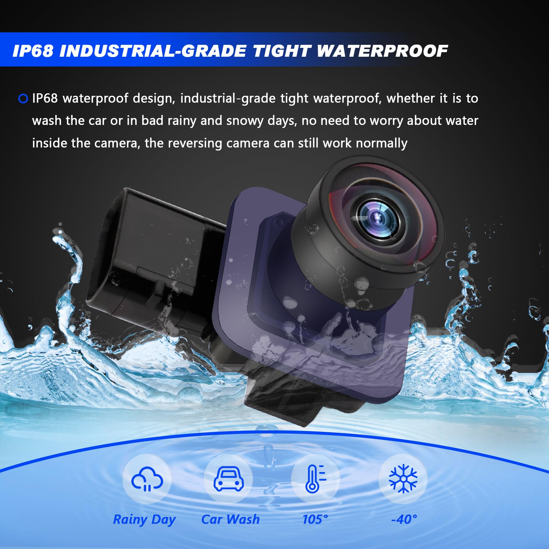 Rear View Backup Camera, Compatible With Ford Escape 2014-2016, 170Ultra Wide-Angle Hd Color Night Vision Waterproof Back Up Cam