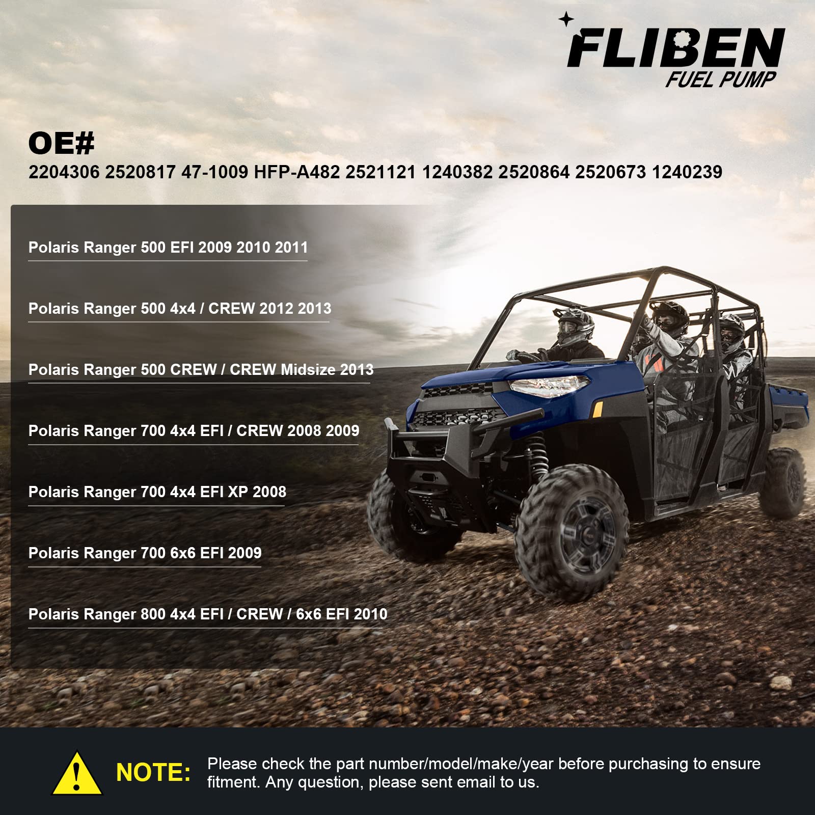 2204306 Fuel Pump Assembly Compatible With Polaris Ranger 700 2008 2009 & Ranger 800 2010 & Ranger 500 2009-2013 47-1009 2520817