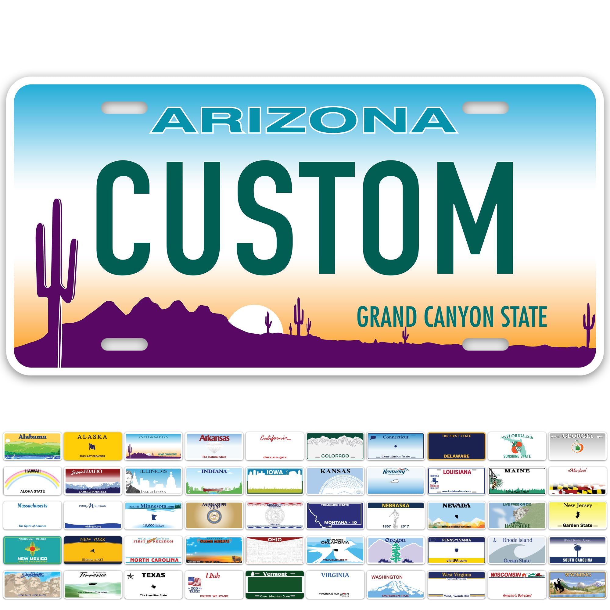 Custom Arizona License Plate, Personalized License Plates For Car, 6X12 Inch, Rust-Free Fade Resistant Aluminum, Usa Made By My