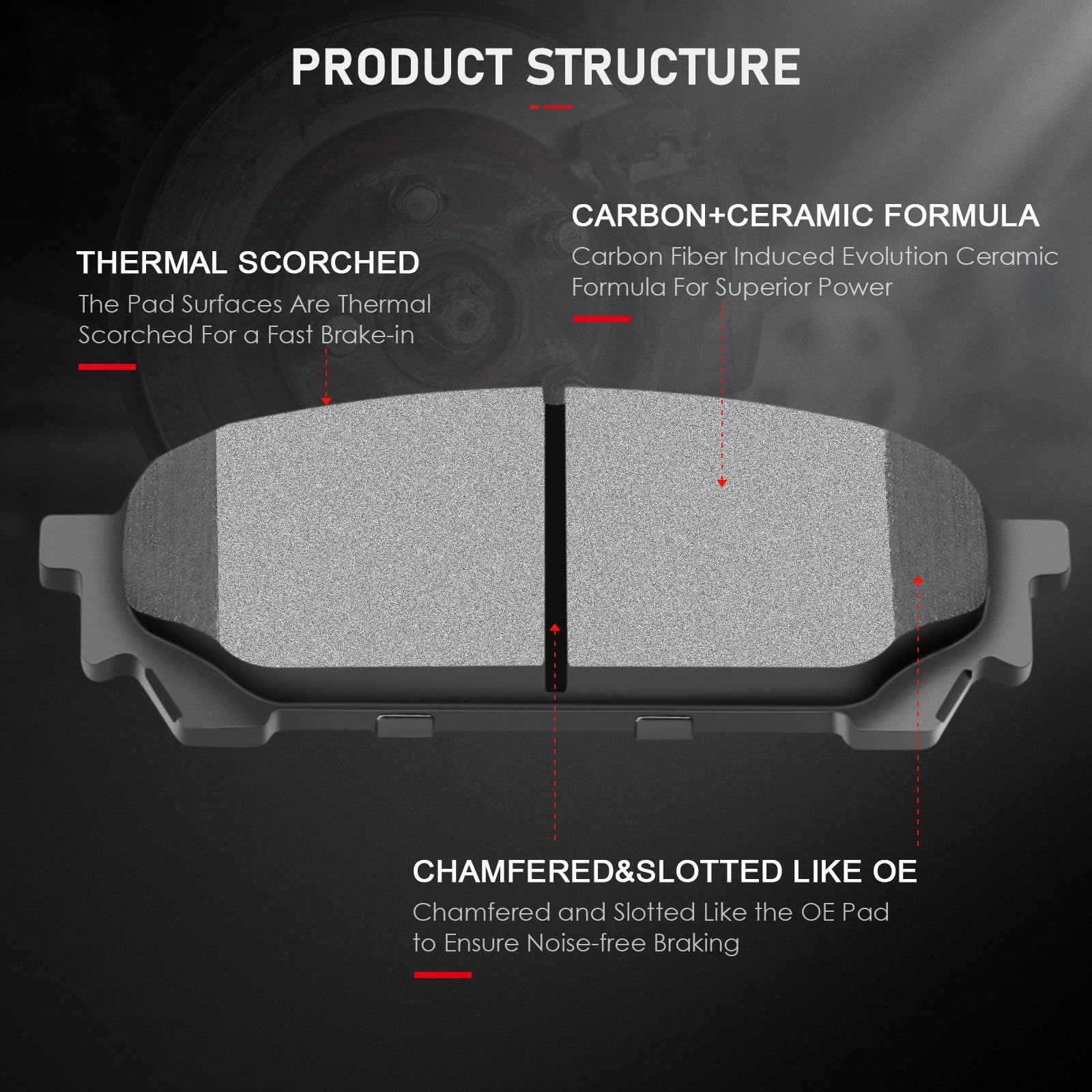 Cciyu D1004 Rear Ceramic Disc Brake Pads Kit For Saab 9-2X 2005-2006,For Subaru Impreza 2003-2007 4Pcs