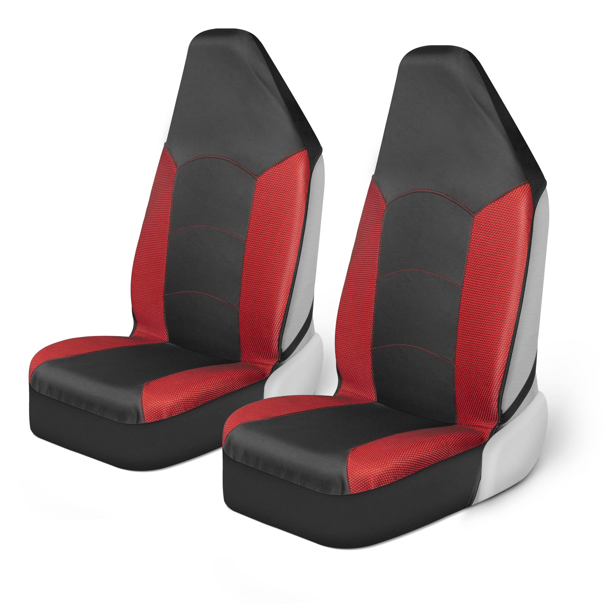 Motor Trend Red Mesh Car Seat Covers For Front Seats - Premium High Back Automotive Seat Covers, Made For Vehicles With Integrat