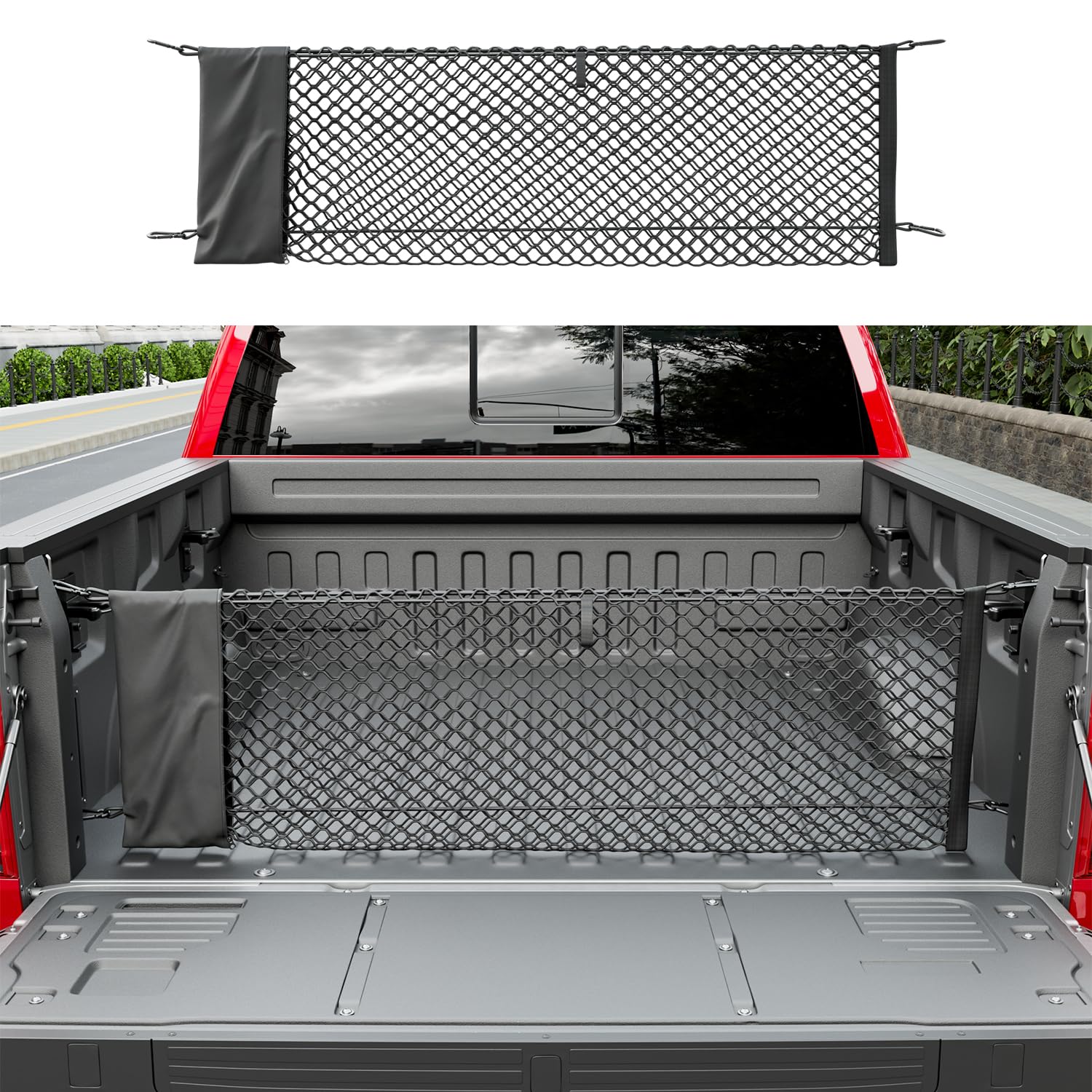 xipoqix Truck Bed Cargo Net 49.21 x 18.11 Inch Compatible with 2015-2025 Ford F150 Truck Bed Organizer Mesh Net Replacement for 
