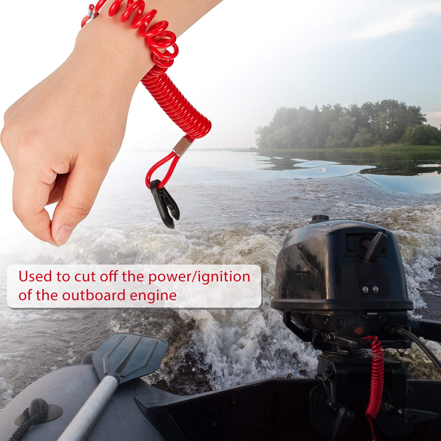 Frienda 4 Pieces Universal Outboard Kill Switch Keys With Safety Stop Switch Lanyard Suit For Most Board Engine