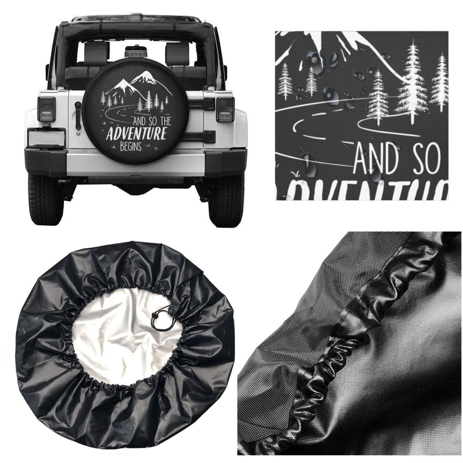 and So The Adventure Begins Spare Tire Cover Camper Tire Wheel Covers Weatherproof Wheel Tire Protector Waterproof Dust-Proof Ty