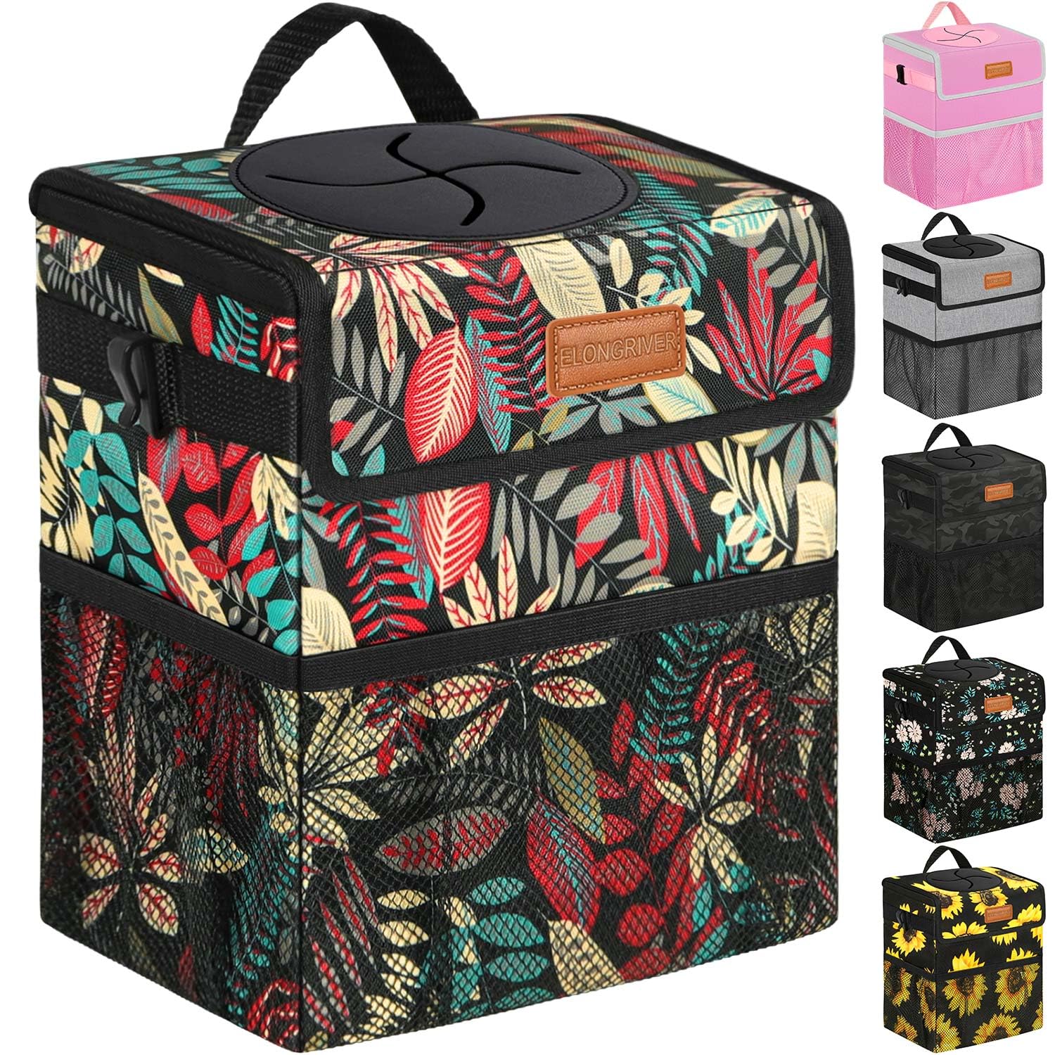 Elongriver Car Trash Can Bin For Back Seat, Leak Proof, Cute Car Trash Bag Hanging, Vehicle Trash Can For Suv, Truck, Van, Autom