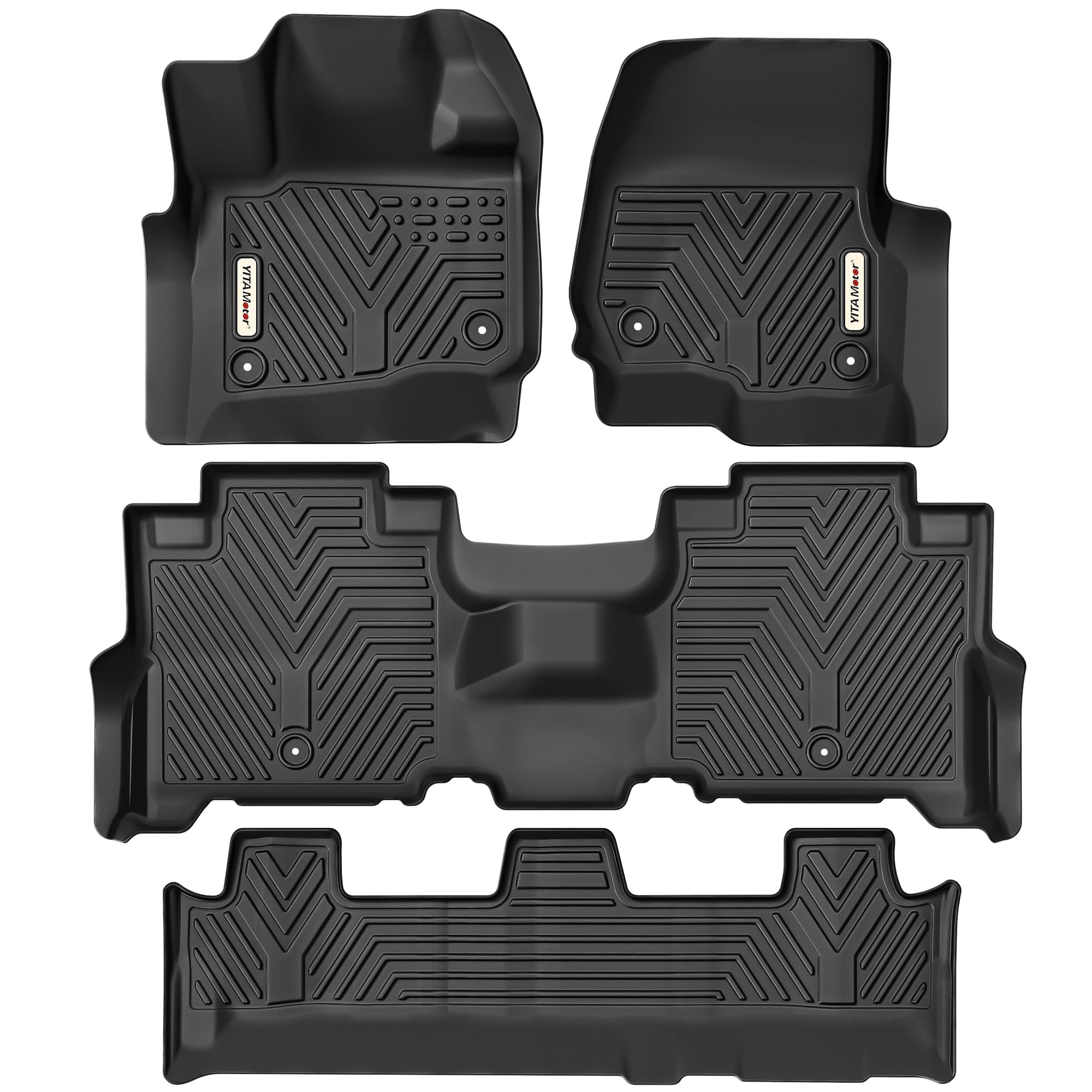 Yitamotor Custom Fit For 3 Row Floor Mats Compatible For 2018-2025 Ford Expedition/Expedition Max With 2Nd Row Bench Seat, Front