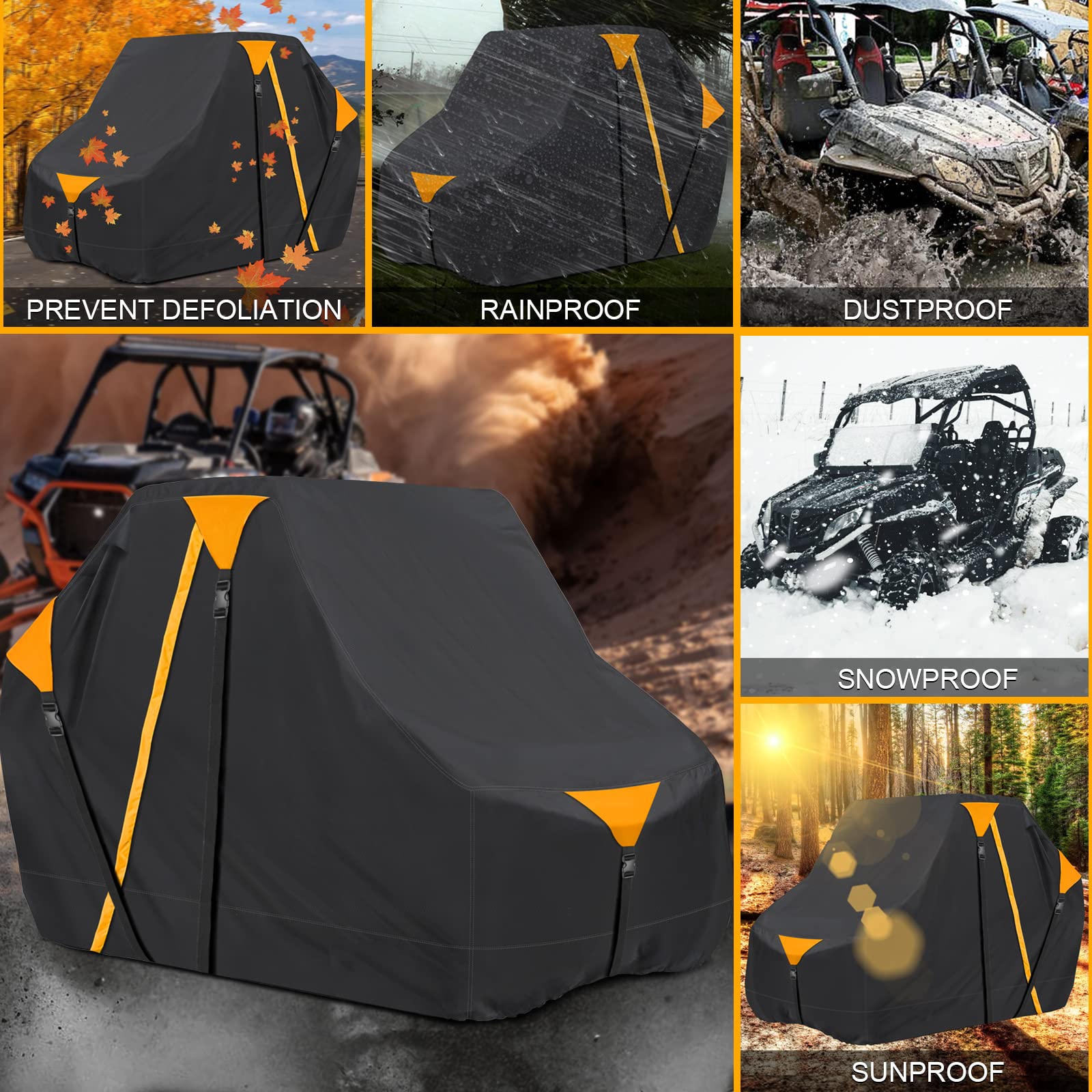 AUTOLION UTV Cover Outdoor Waterproof All-Weather Protection for Polaris RZR Yamaha Can-Am Defender Kawasaki Ranger Cover with U
