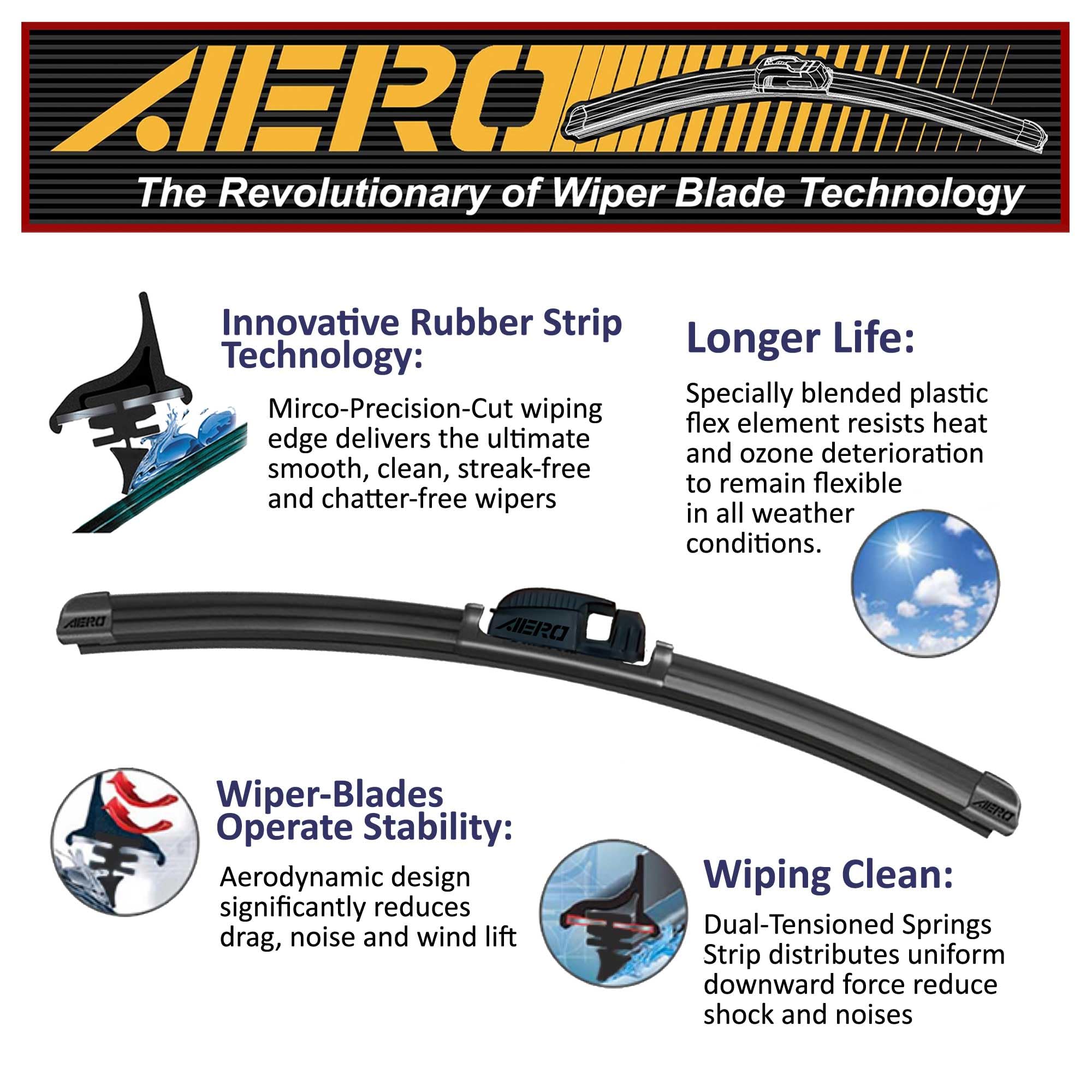 Aero Avenger 22''+22'' Premium All-Season Windshield Wiper Blades With Extra Rubber Refills Oem Replacement For Mercedes-Benz Cl