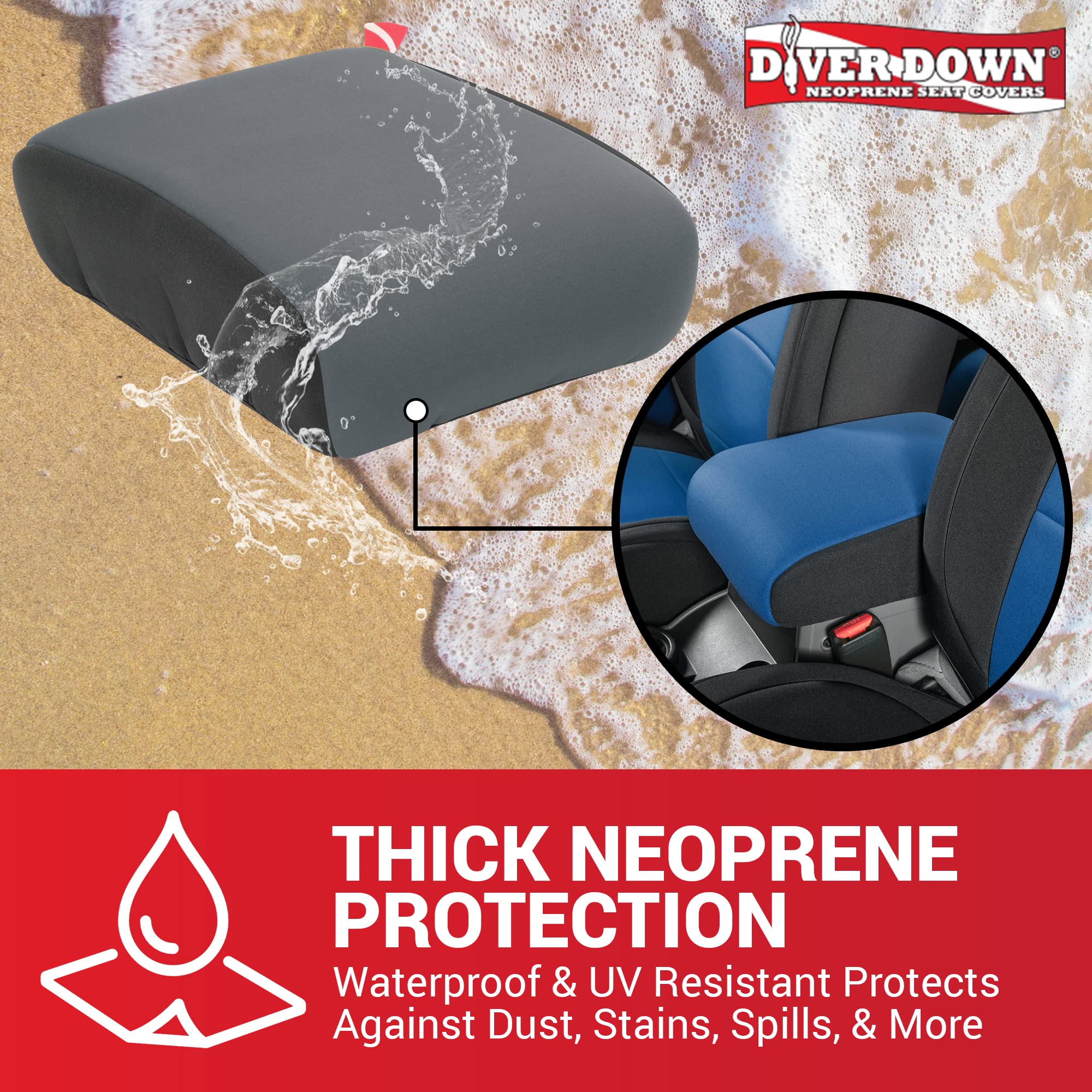 Diver Down Neoprene Center Console Cover - Fits Jeep 2007-2018 Jk Jku Wrangler - Cushioned Armrest Cover - Doesn'T Burn Your Elb