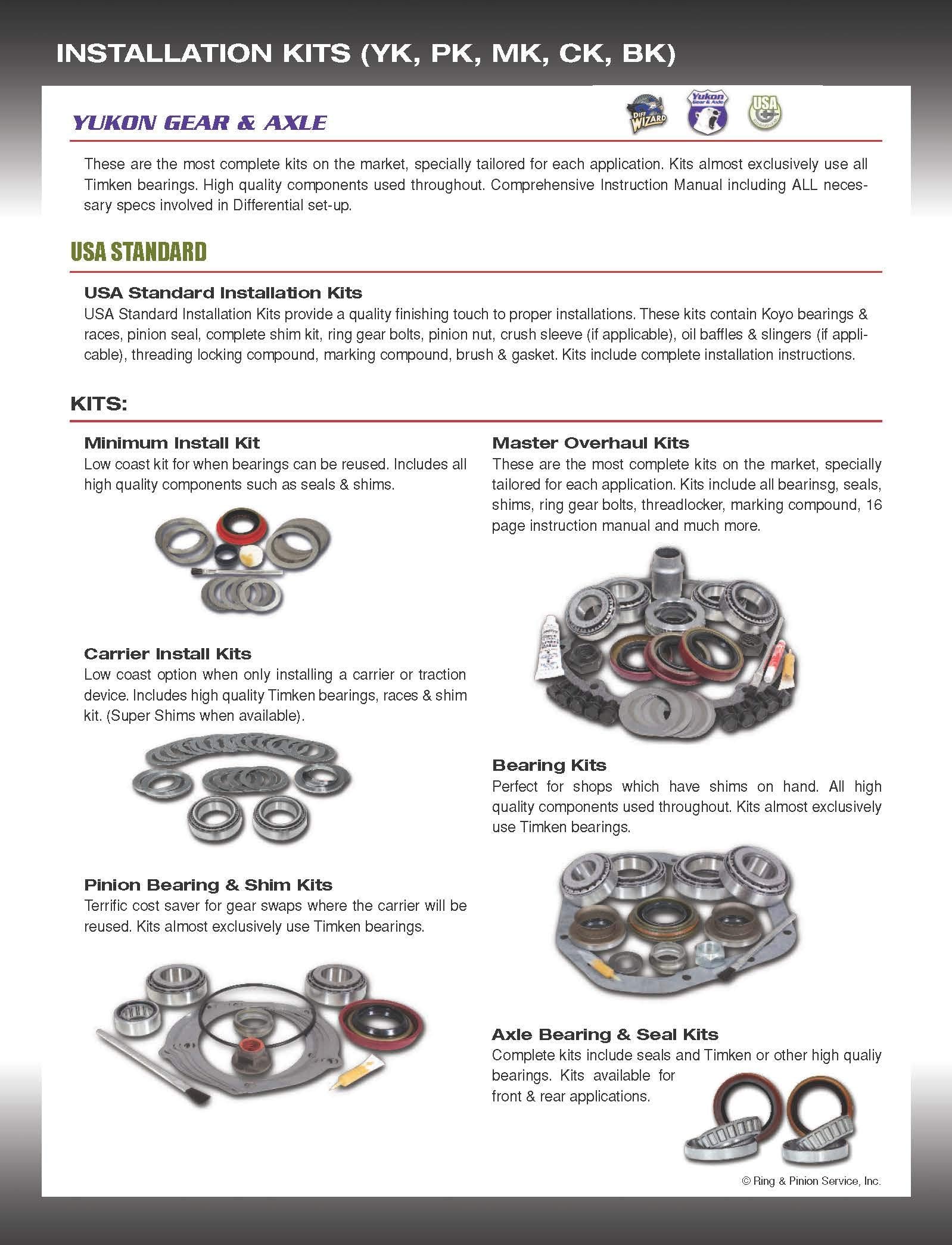 Yukon Gear Zkc9.25-R Rear Master Overhaul Kit For Chrysler 9.25'' Differential