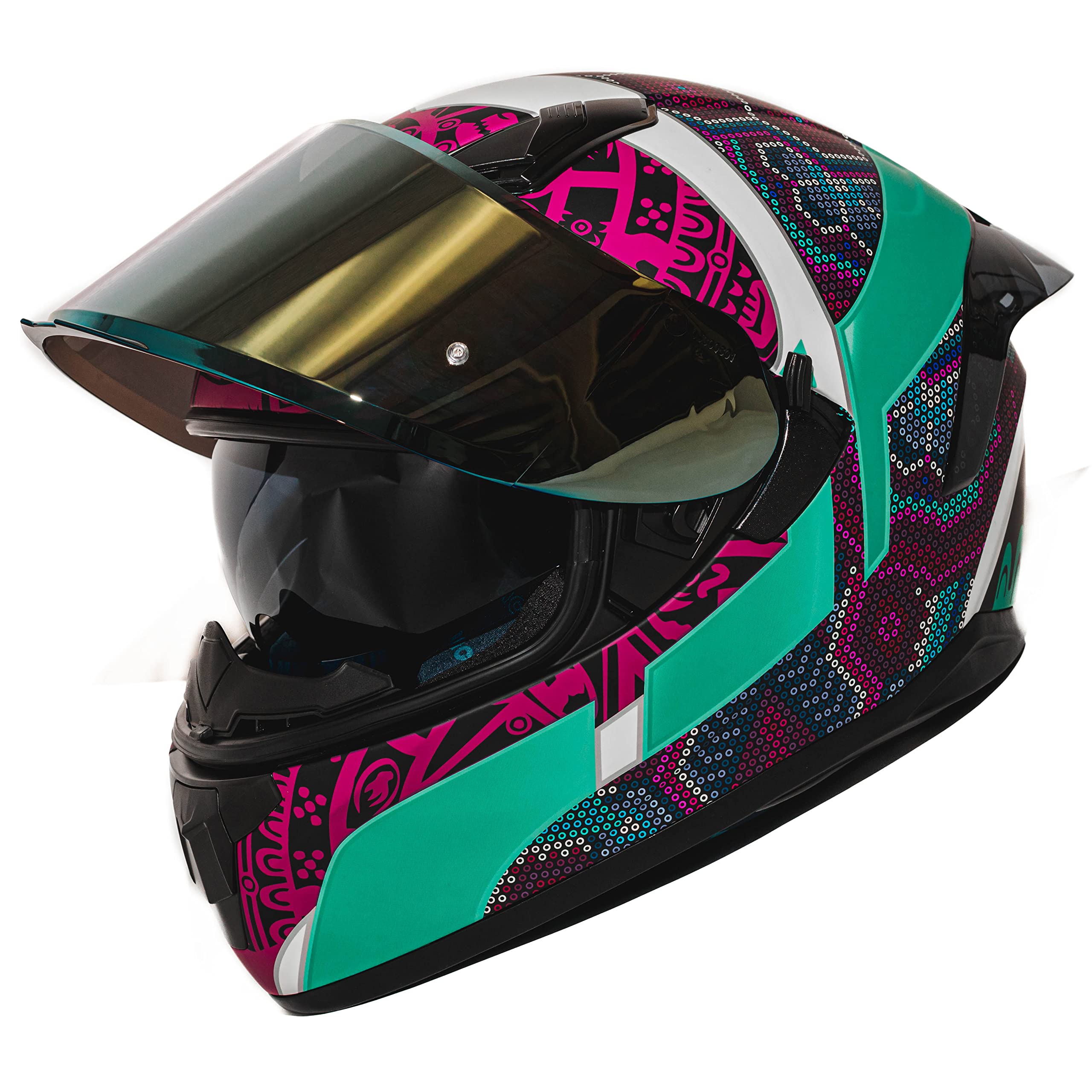 Hax Obsidian Full Face Dual Visor Adult Motorcycle Helmet For Motorbike Street Bike With Pinlock Ready Dot Approved Huichiol Aqu